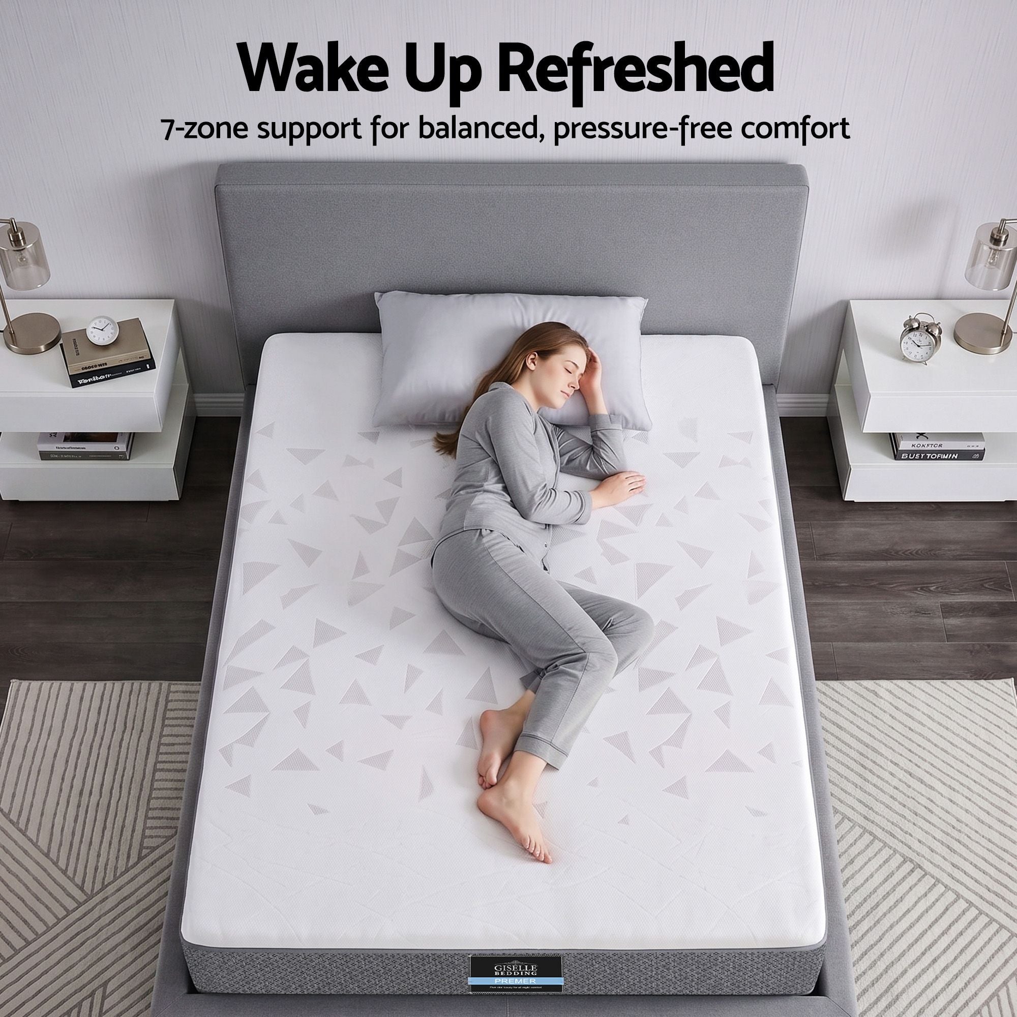 Giselle Bedding King Single Mattress 23cm Pocket Spring Mattress with Adjustable Firmness Reversible Foam Layer