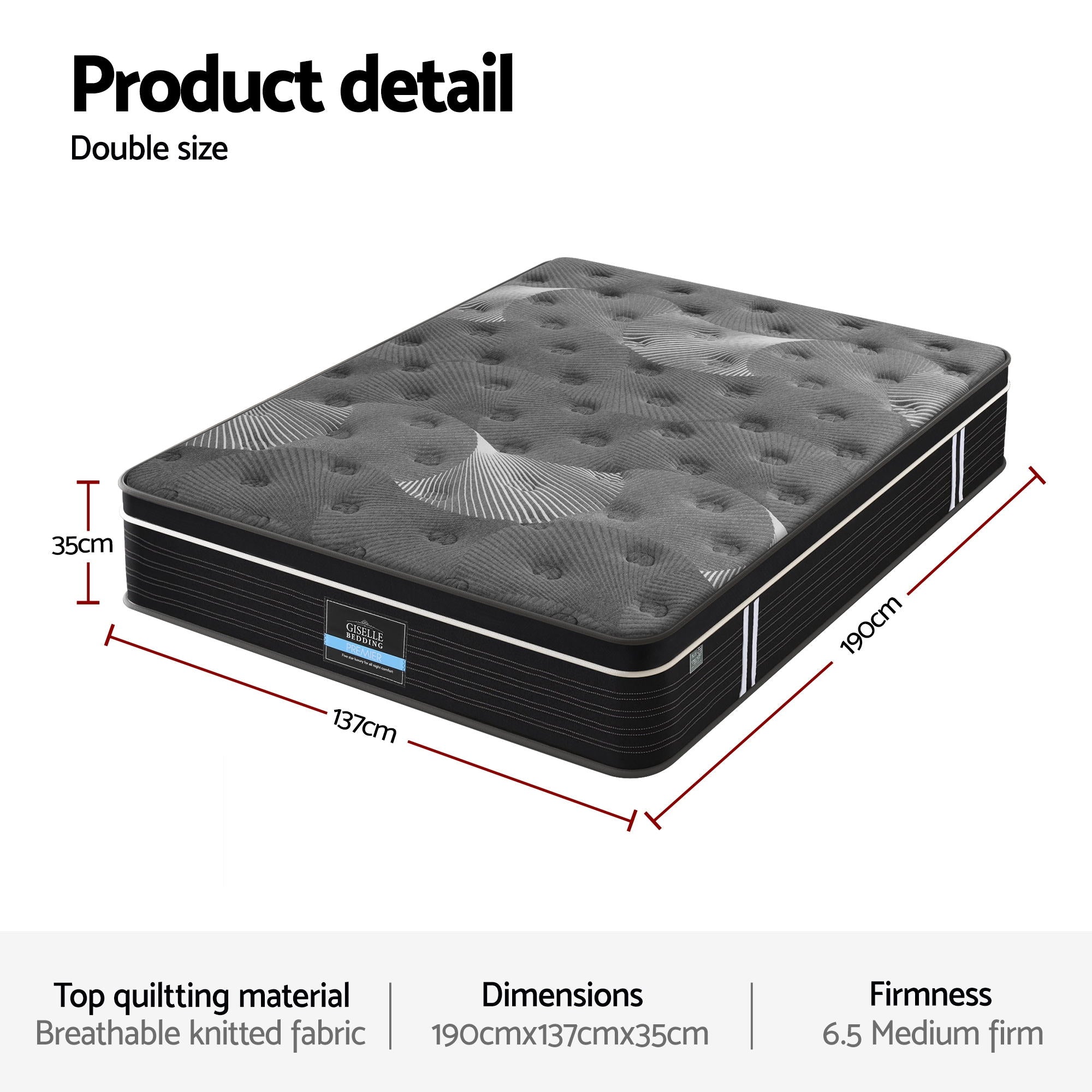 Giselle Bedding 35cm Graphene Memory Foam Medium Firm Euro Top Mattresses Double
