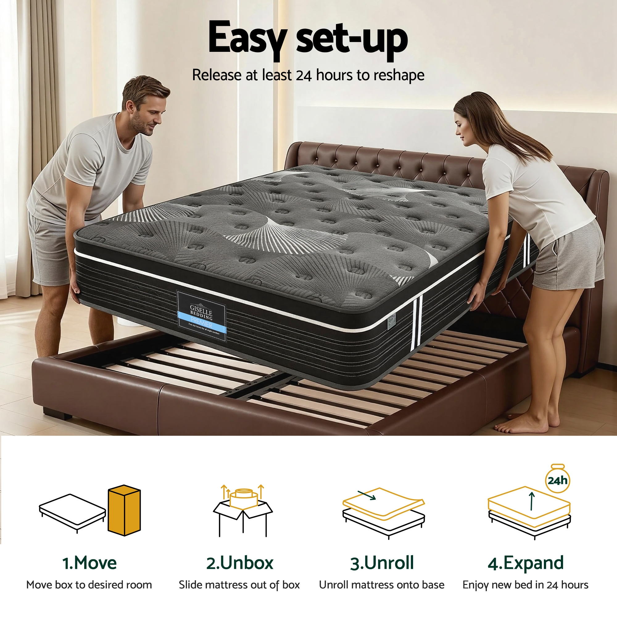 Giselle Bedding 35cm Graphene Memory Foam Medium Firm Euro Top Mattresses Double