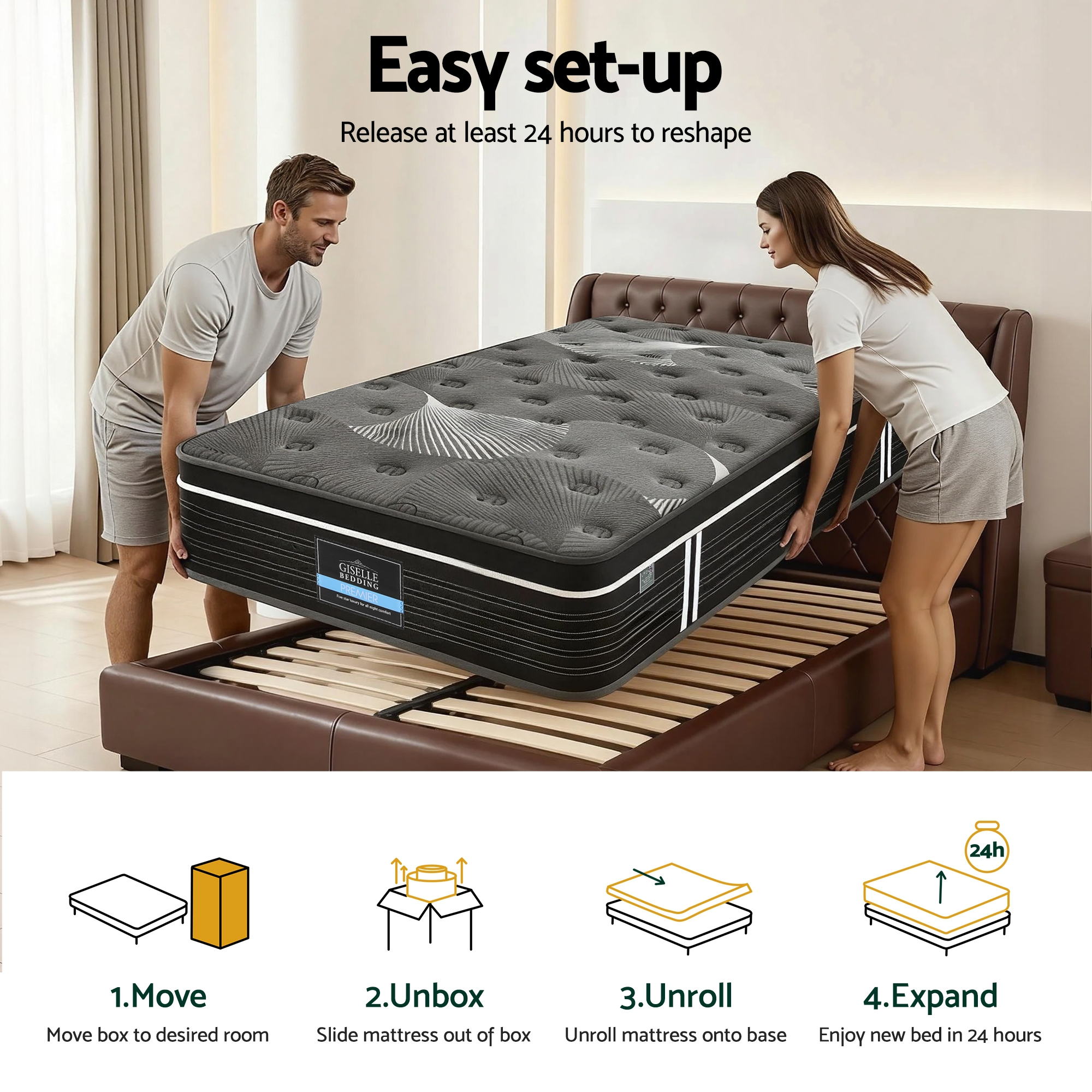 Giselle Bedding 35cm Graphene Memory Foam Medium Firm Euro Top Mattresses King Single