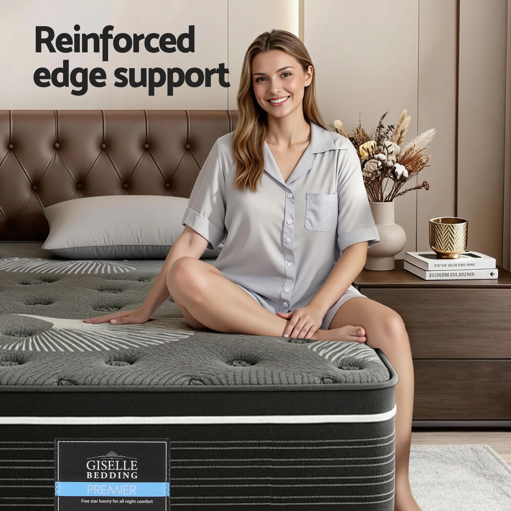 Giselle Bedding 35cm Graphene Memory Foam Medium Firm Euro Top Mattresses Single