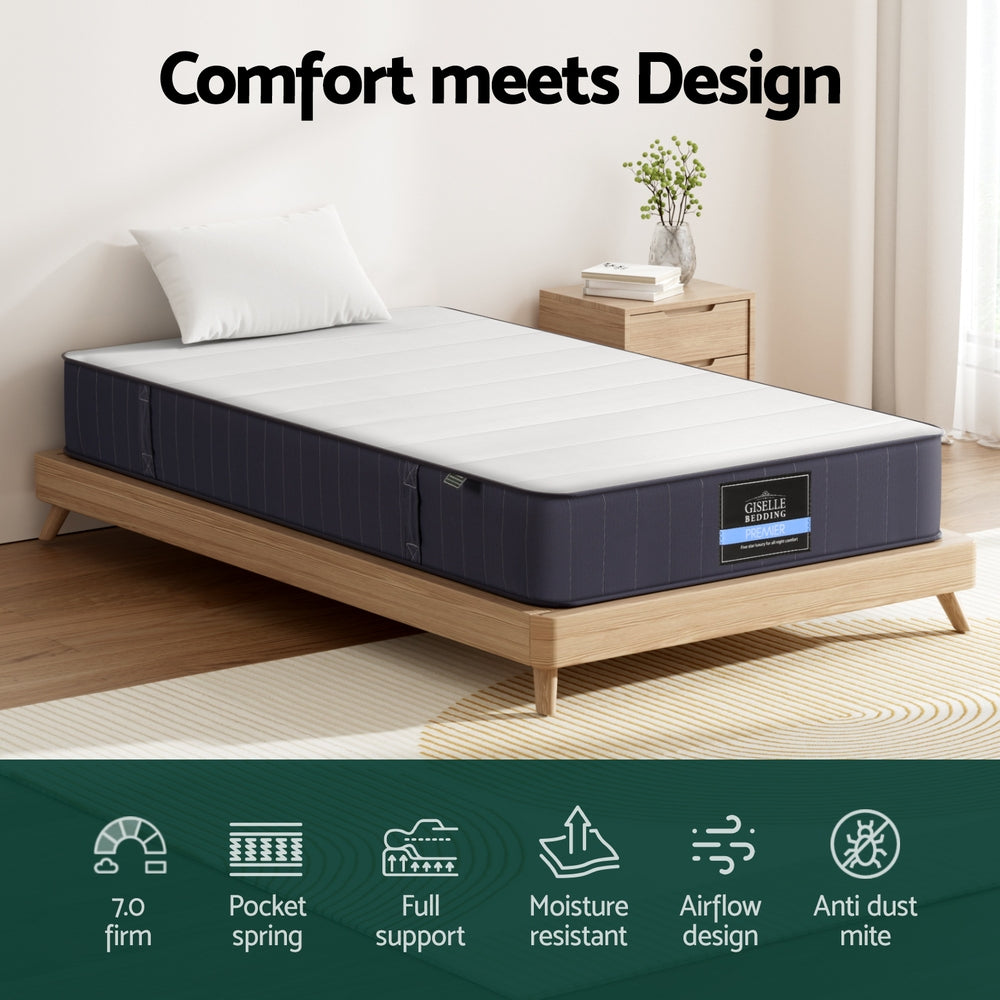 Giselle Mattress King Single Bed Pocket Spring Mattresses - 20cm