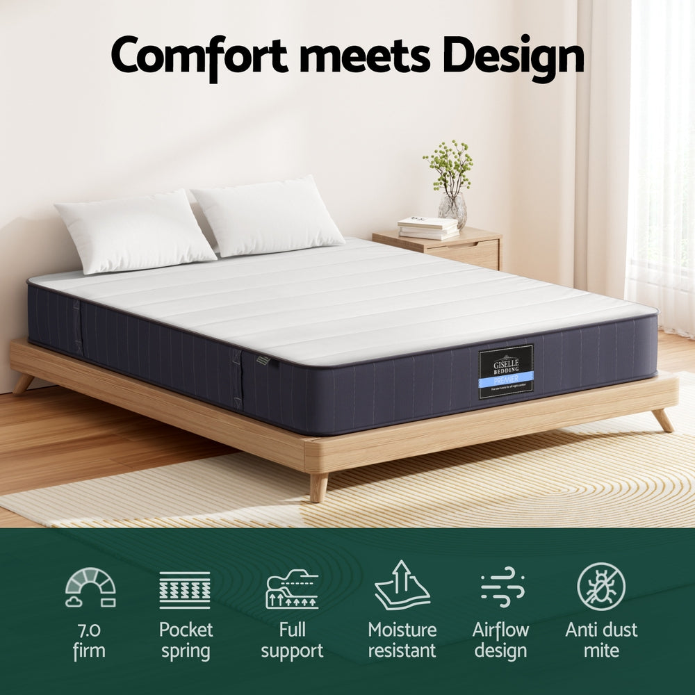 Giselle Mattress Queen Bed Pocket Spring Mattresses - 20cm