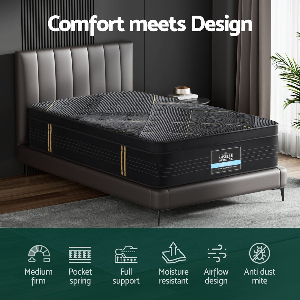 Giselle Mattress Single Bed Bamboo Pocket Firm Foam - 35cm