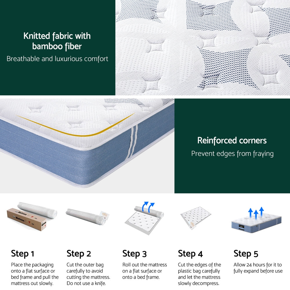 Giselle Mattress Single Bed Pocket Spring Mattresses - 25cm