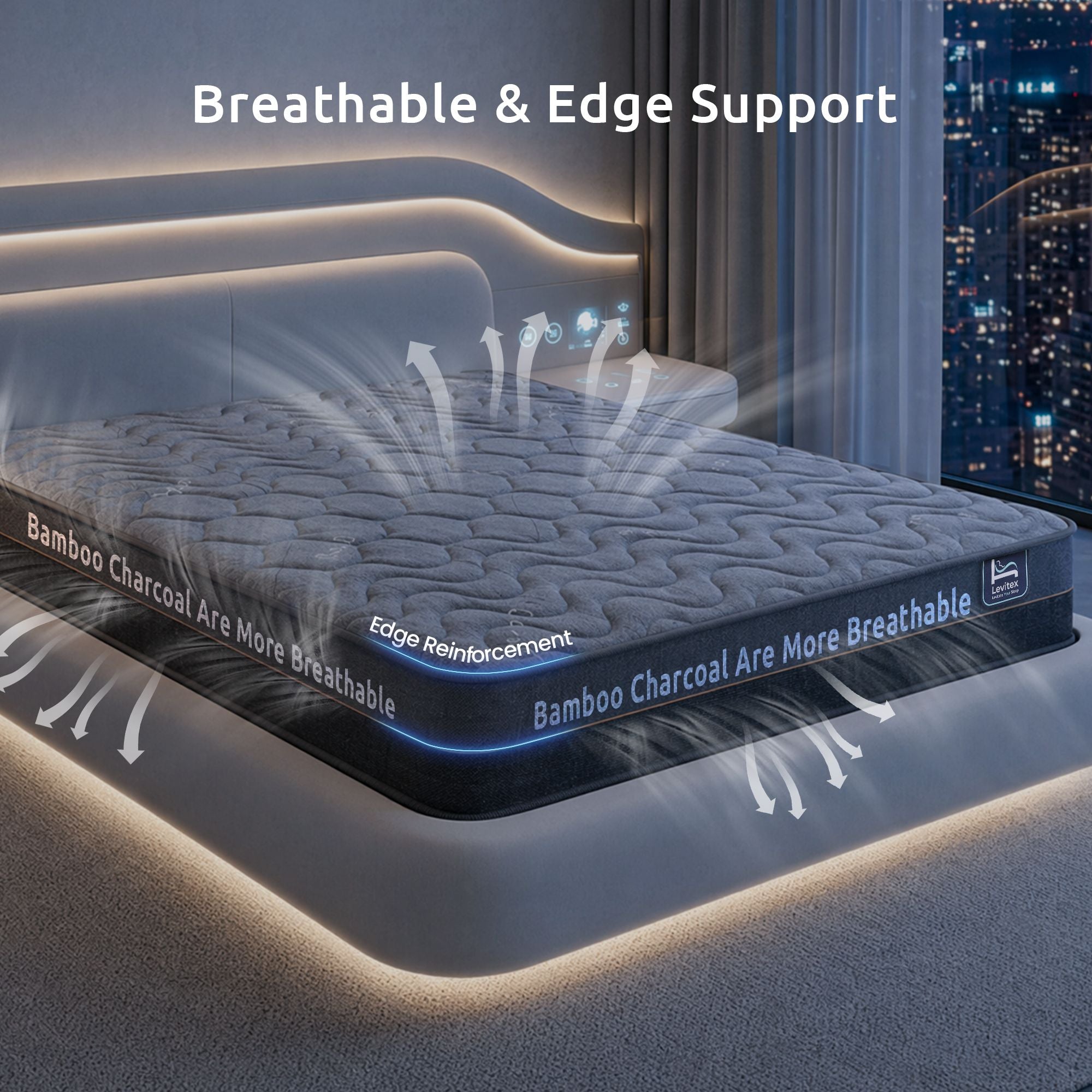 Levitex Hybrid Pocket Spring Mattress 25 cm Firm King with 4cm Egg Crate Foam