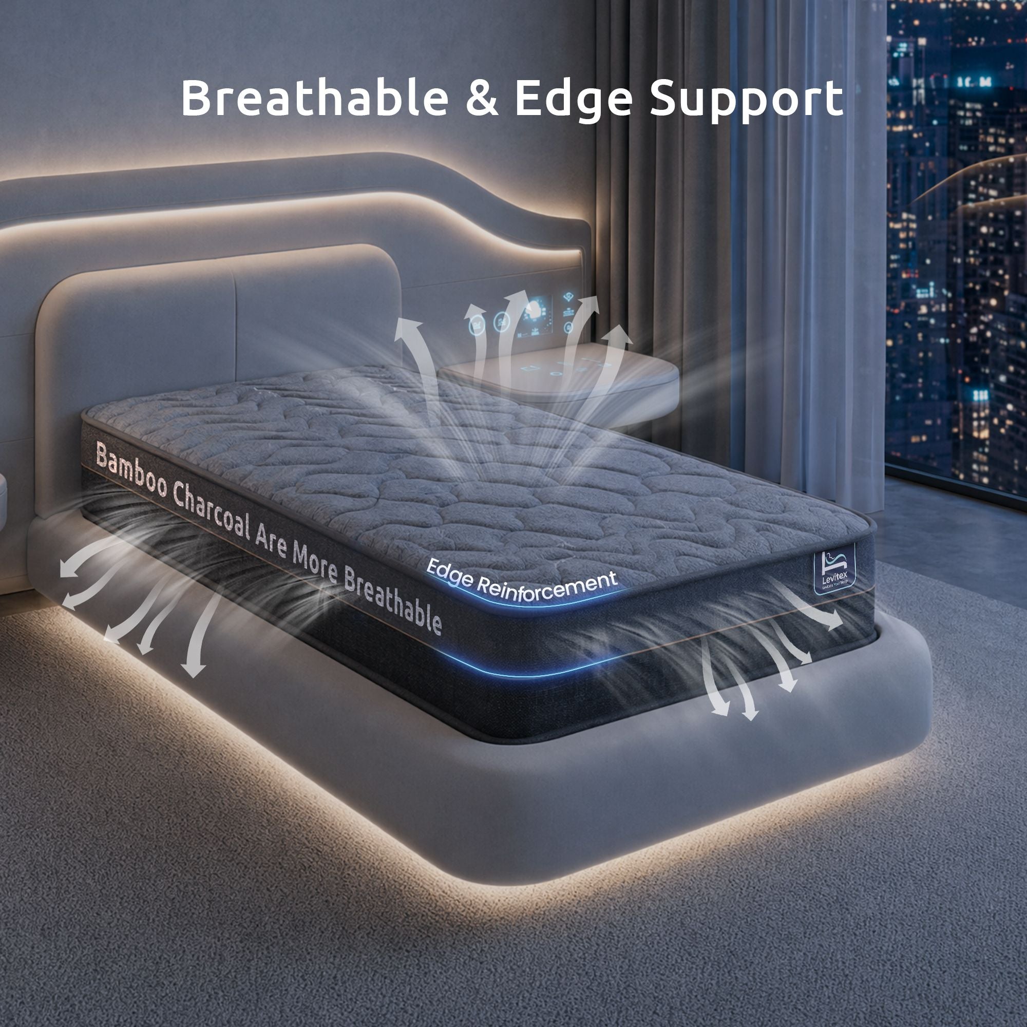 Levitex Hybrid Pocket Spring Mattress 25 cm Firm Single with 4cm Egg Crate Foam
