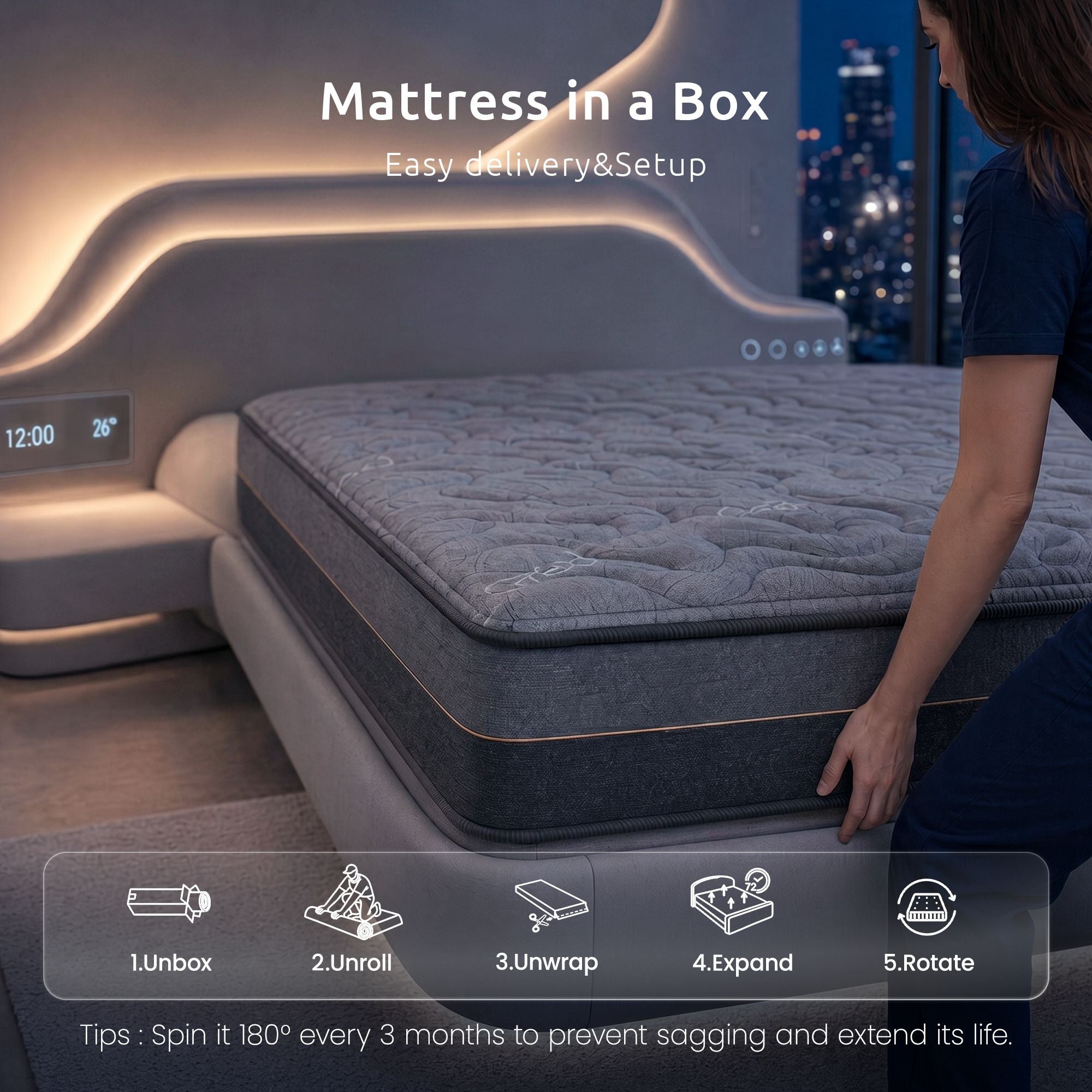 Levitex Hybrid Pocket Spring Mattress 25 cm Firm Single with 4cm Egg Crate Foam