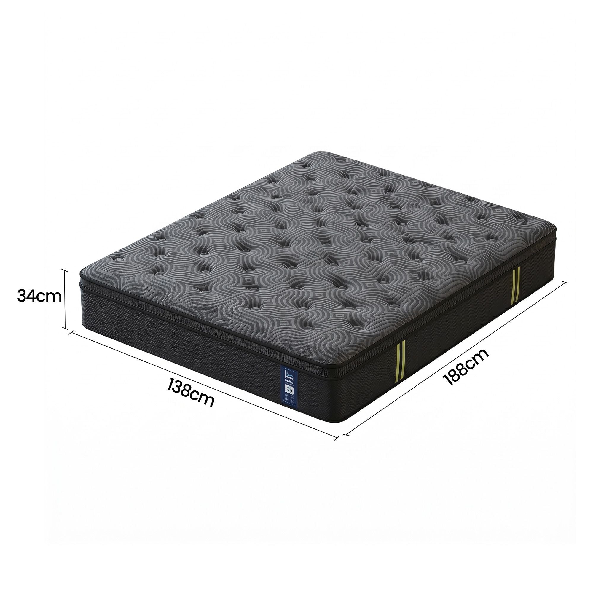 Levitex 34cm Pocket Spring Gel Memory Foam Hybrid Mattress Back Pain Double