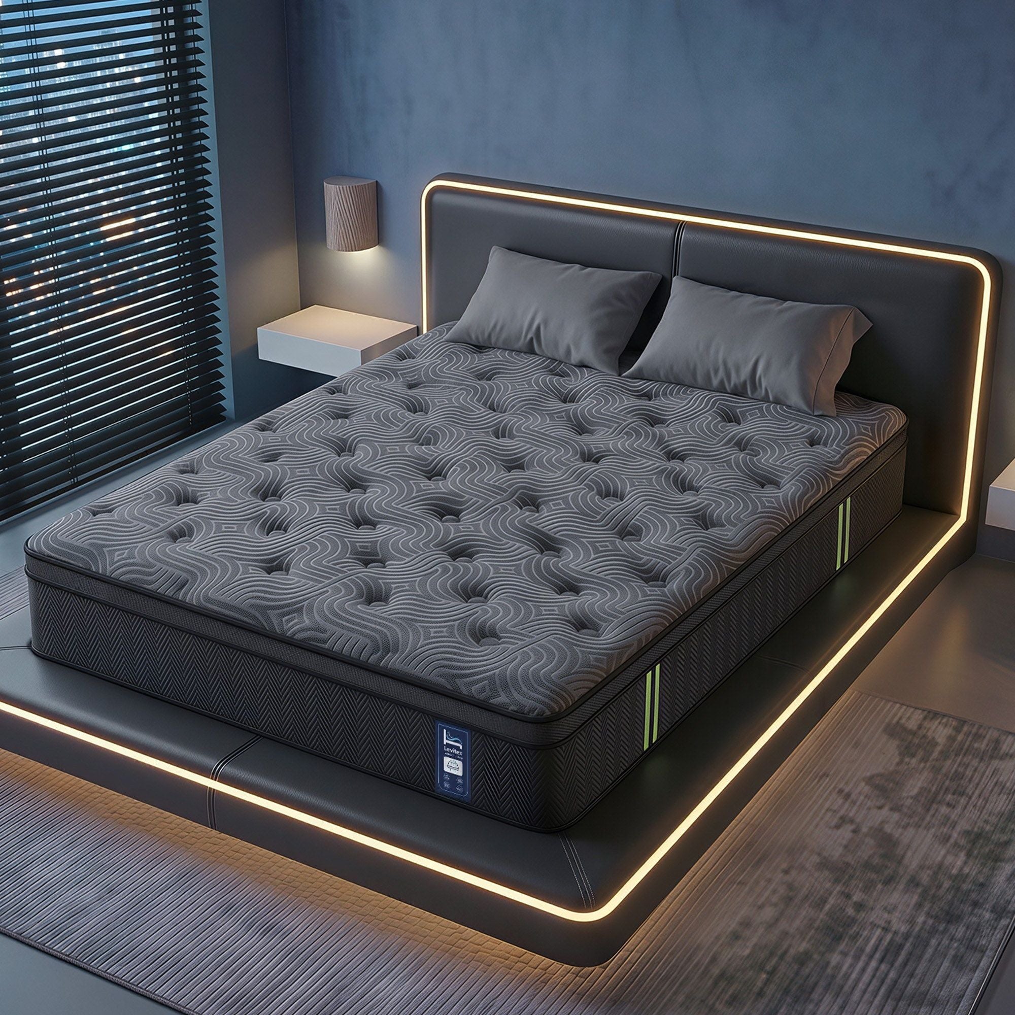 Levitex 34cm Pocket Spring Gel Memory Foam Hybrid Mattress Back Pain King
