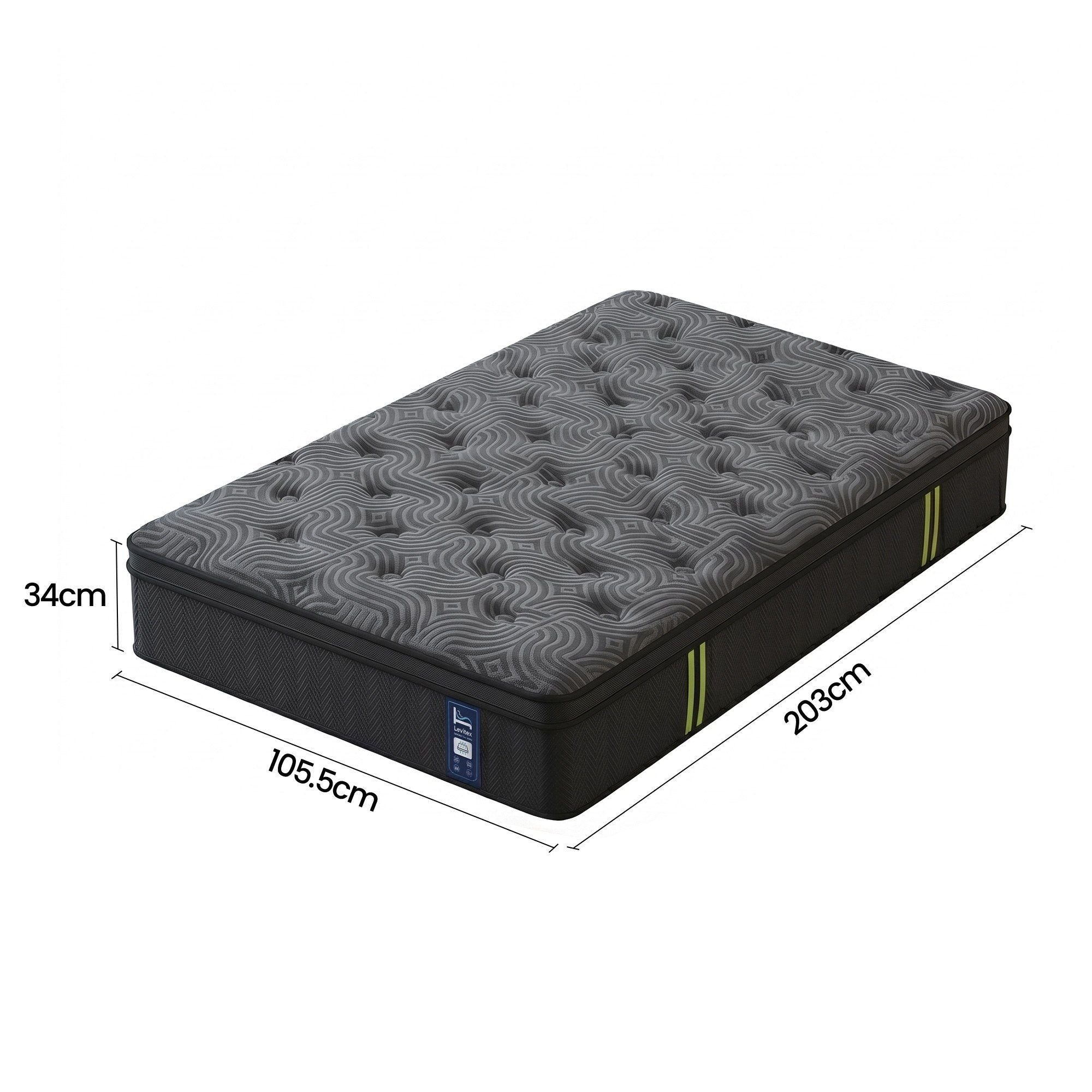 Levitex 34cm Pocket Spring Gel Memory Foam Hybrid Mattress King Single