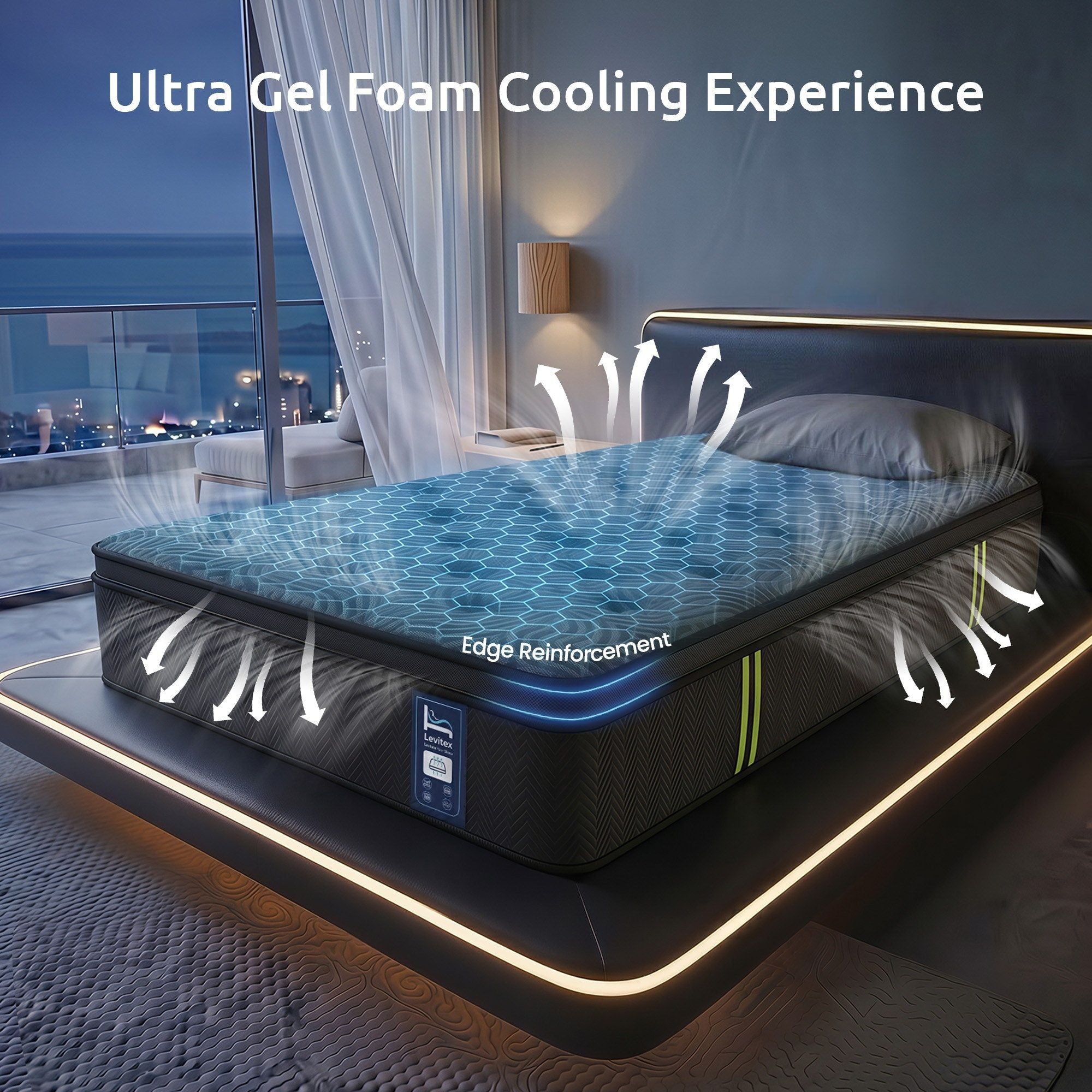 Levitex 34cm Pocket Spring Gel Memory Foam Hybrid Mattress King Single