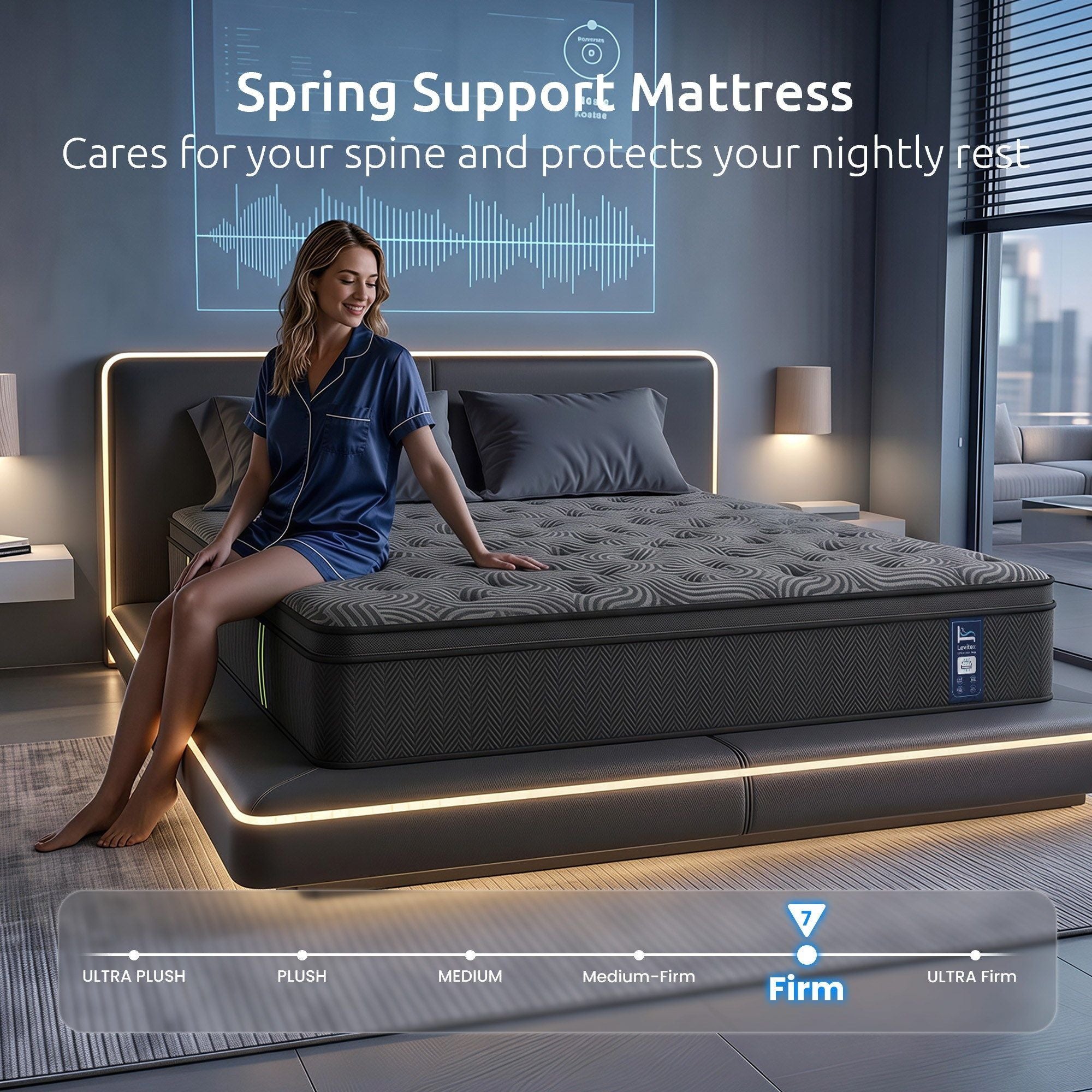 Levitex 34cm Pocket Spring Gel Memory Foam Hybrid Mattress Back Pain Queen