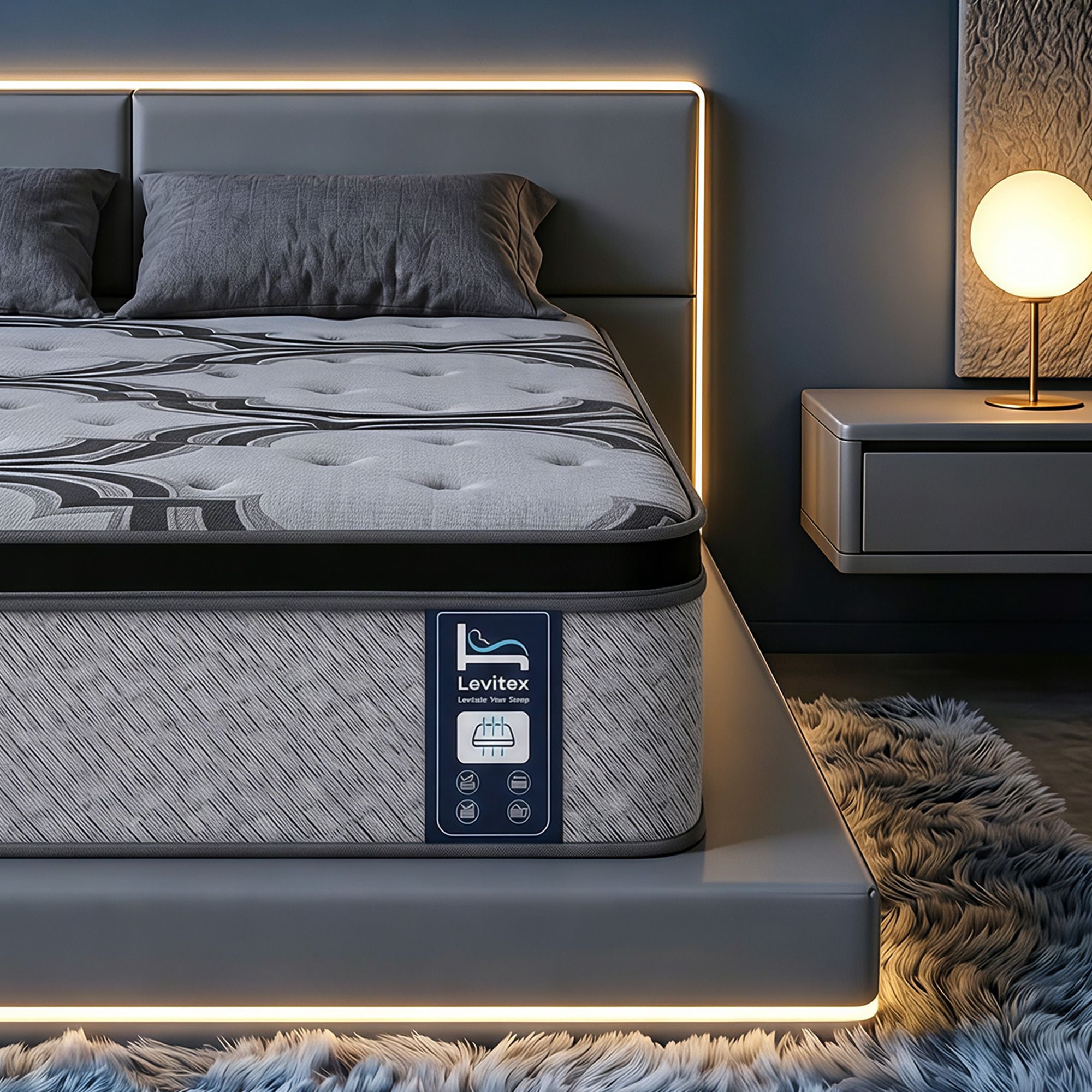 Levitex 5-Zone Pocket Spring Latex Memory Foam Hybrid Mattress King 34cm
