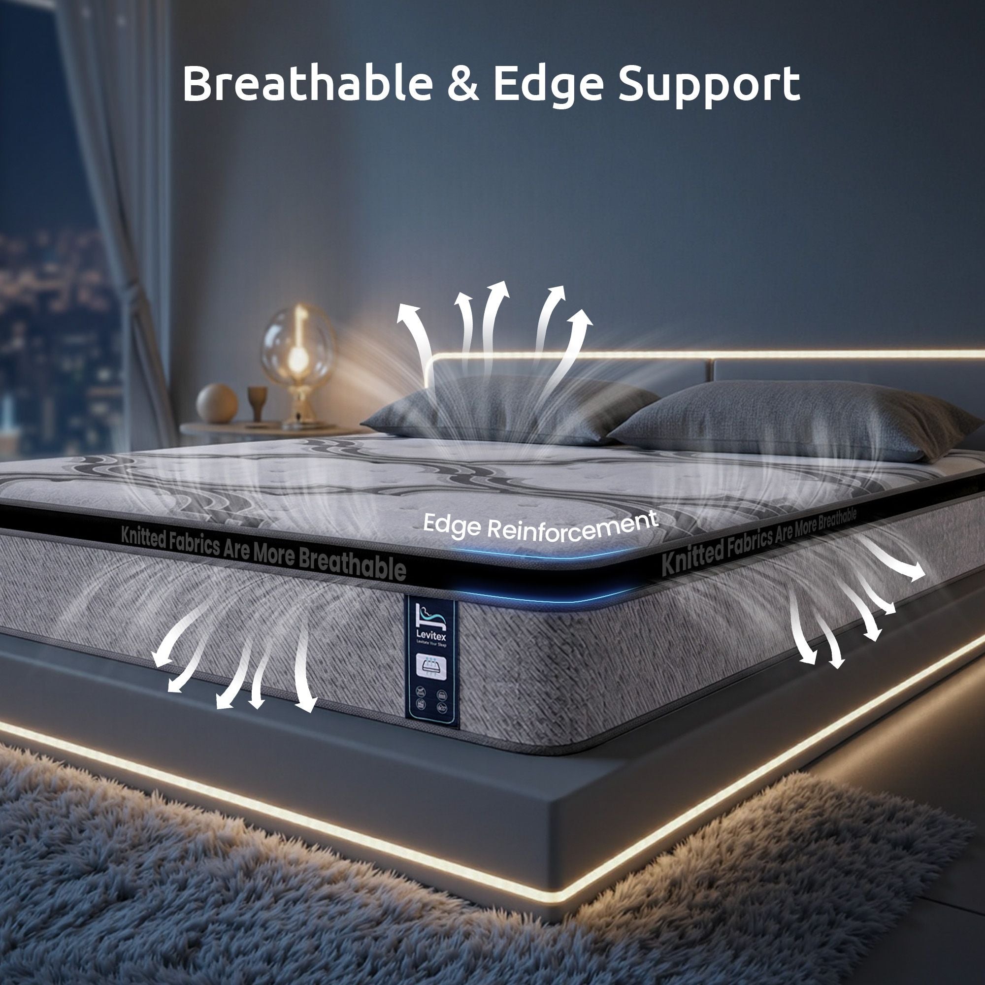 Levitex 5-Zone Pocket Spring Latex Memory Foam Hybrid Mattress King 34cm