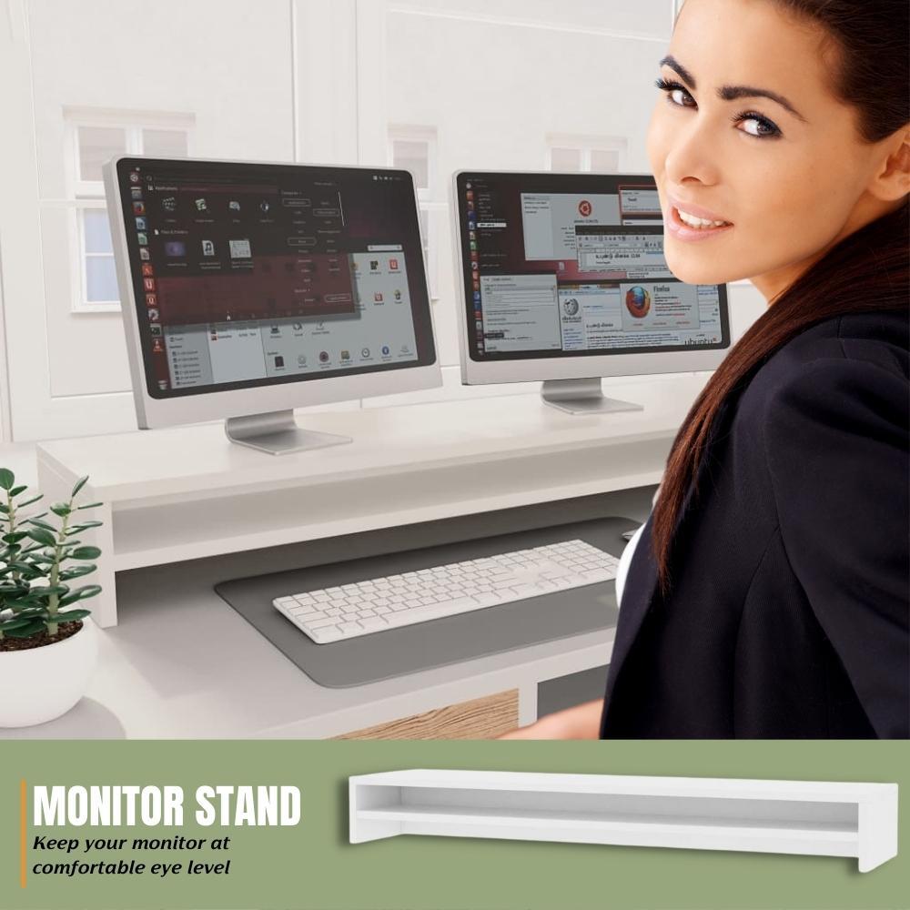Monitor Stand White 100x24x13 cm Engineered Wood