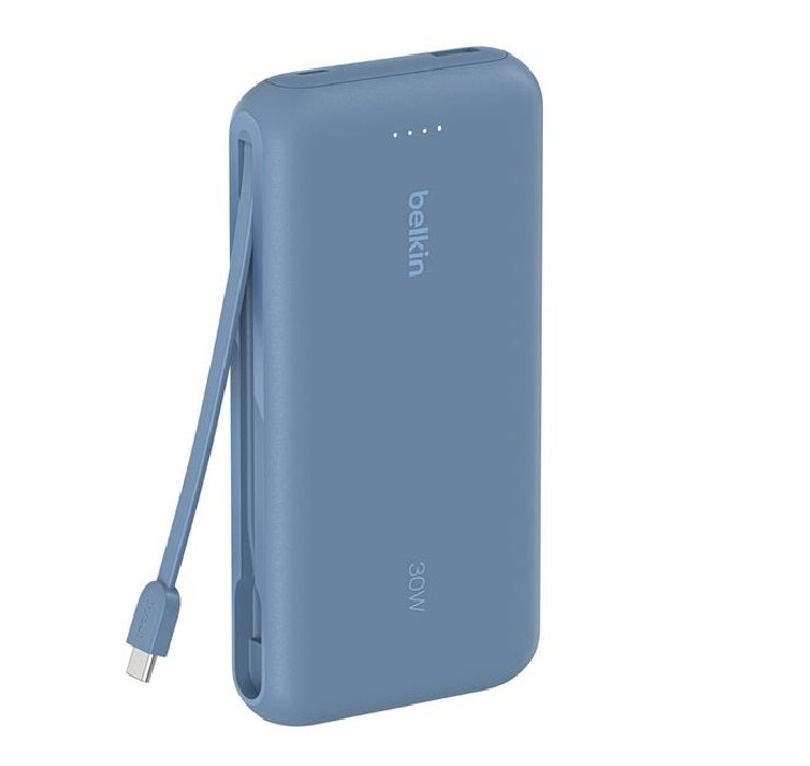 Belkin BoostCharge 20K mAh Power Bank With Integrated USB-C Cable - Blue