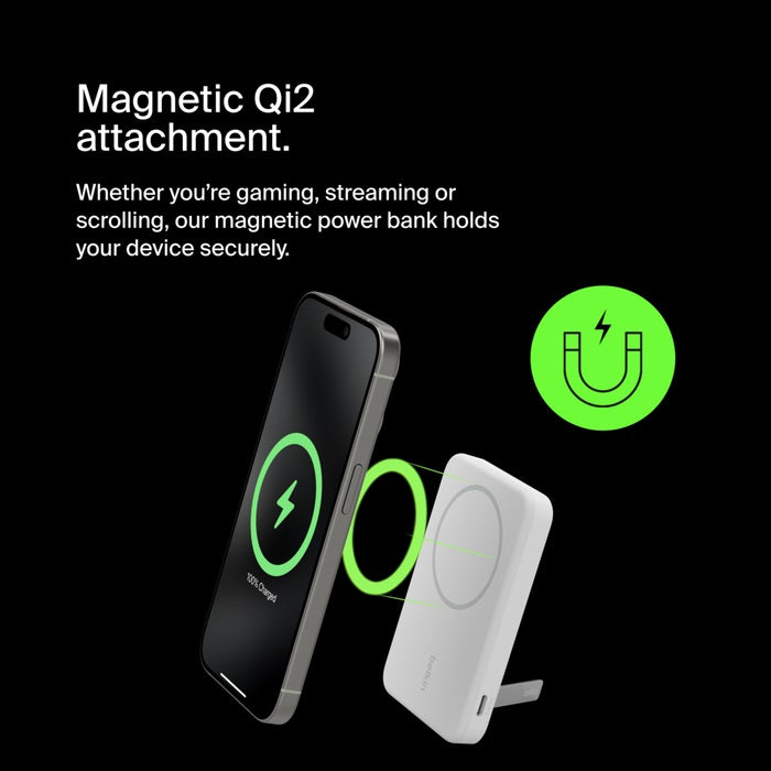 Belkin BoostCharge Pro 10,000 mAh Magnetic Power Bank with Qi2 + USB-C Cable (1M) - Black