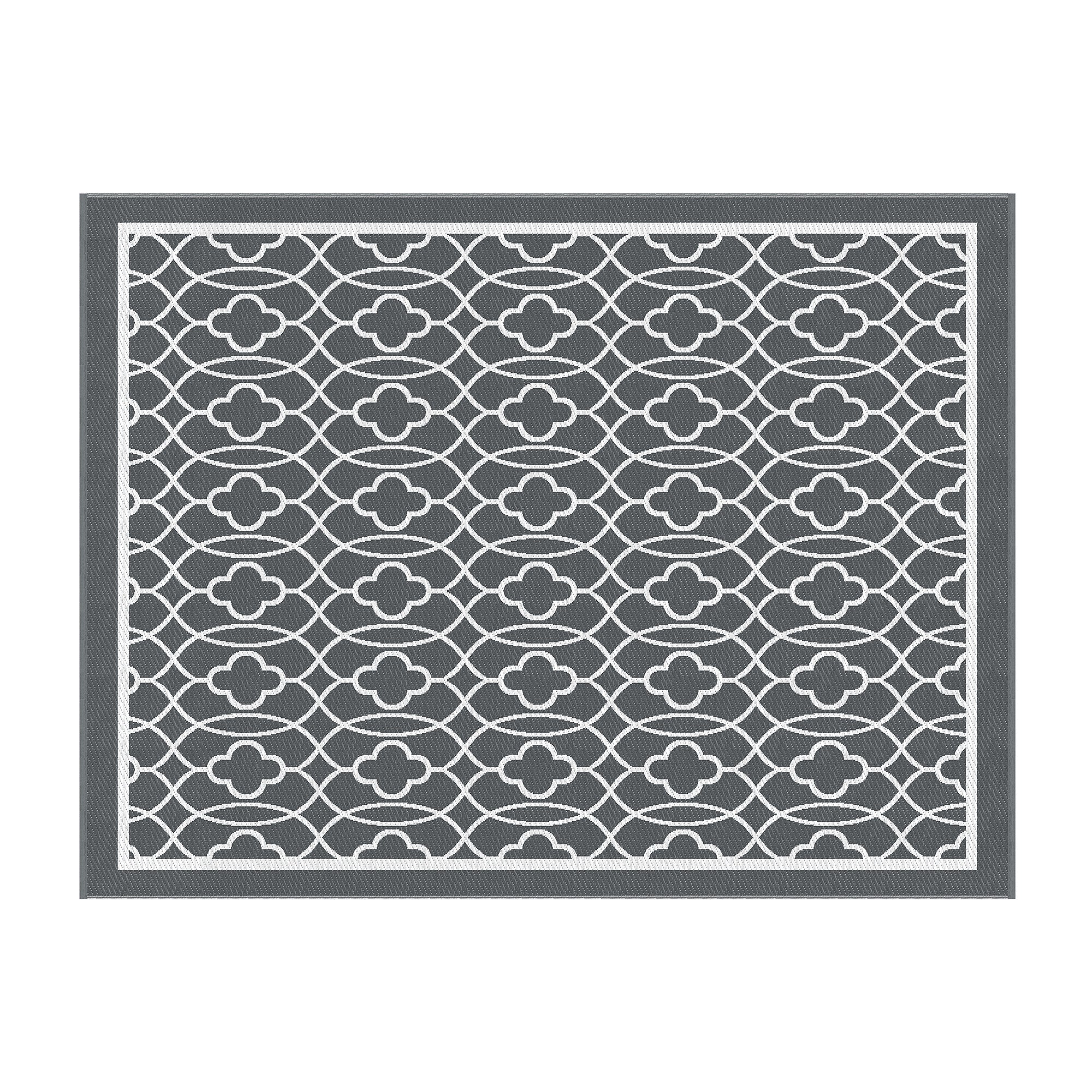 Gardeon Outdoor Rugs 274x366cm Large Carpet Reversible Mat PP Dual-Sided Patio Rug Grey