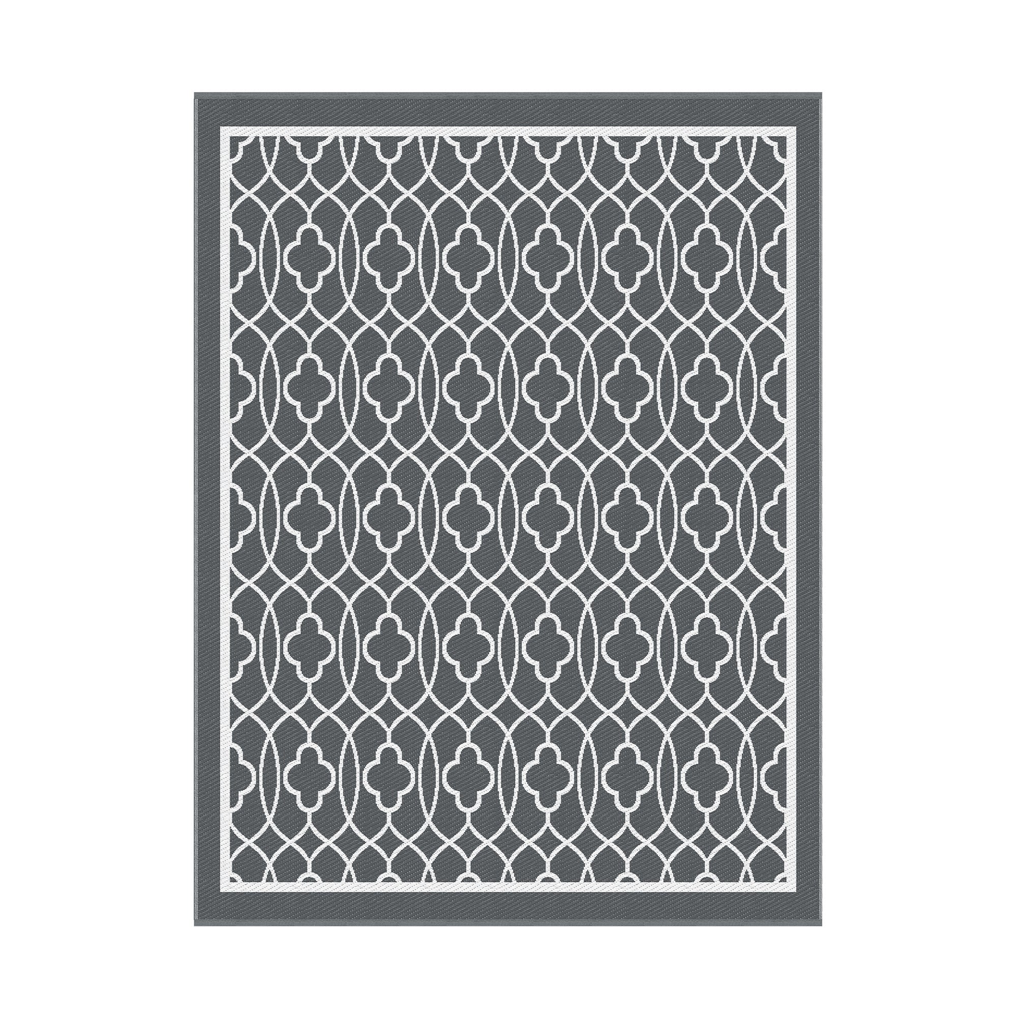 Gardeon Outdoor Rugs 274x366cm Large Carpet Reversible Mat PP Dual-Sided Patio Rug Grey