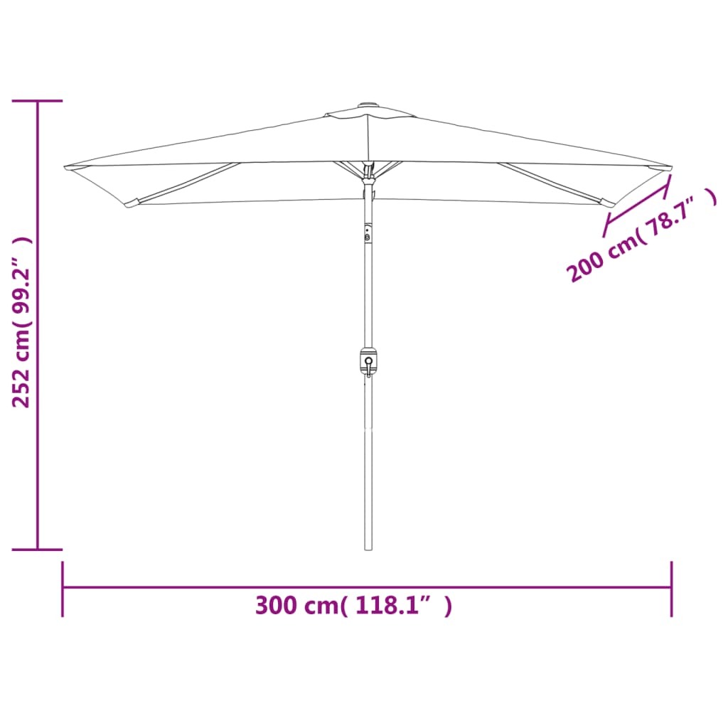 Garden Parasol with Metal Pole 300x200 cm Taupe