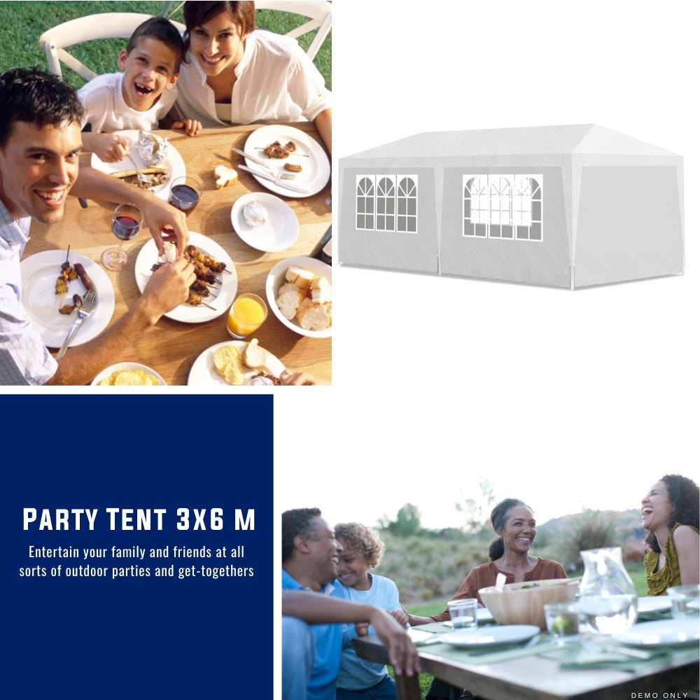 Party Tent With Side Panels 3x6m White