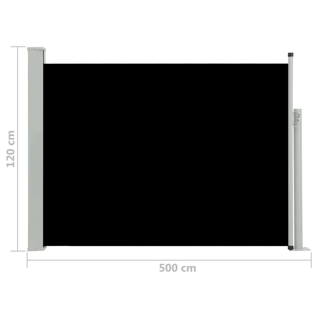 Patio Retractable Side Awning 120x500 cm Black