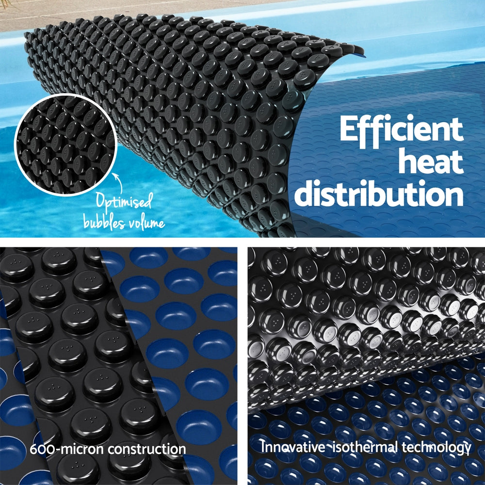 Aqua Buddy Pool Cover 600 Micron 11x4.8m w/ Roller 5.55m Black Solar Blanket