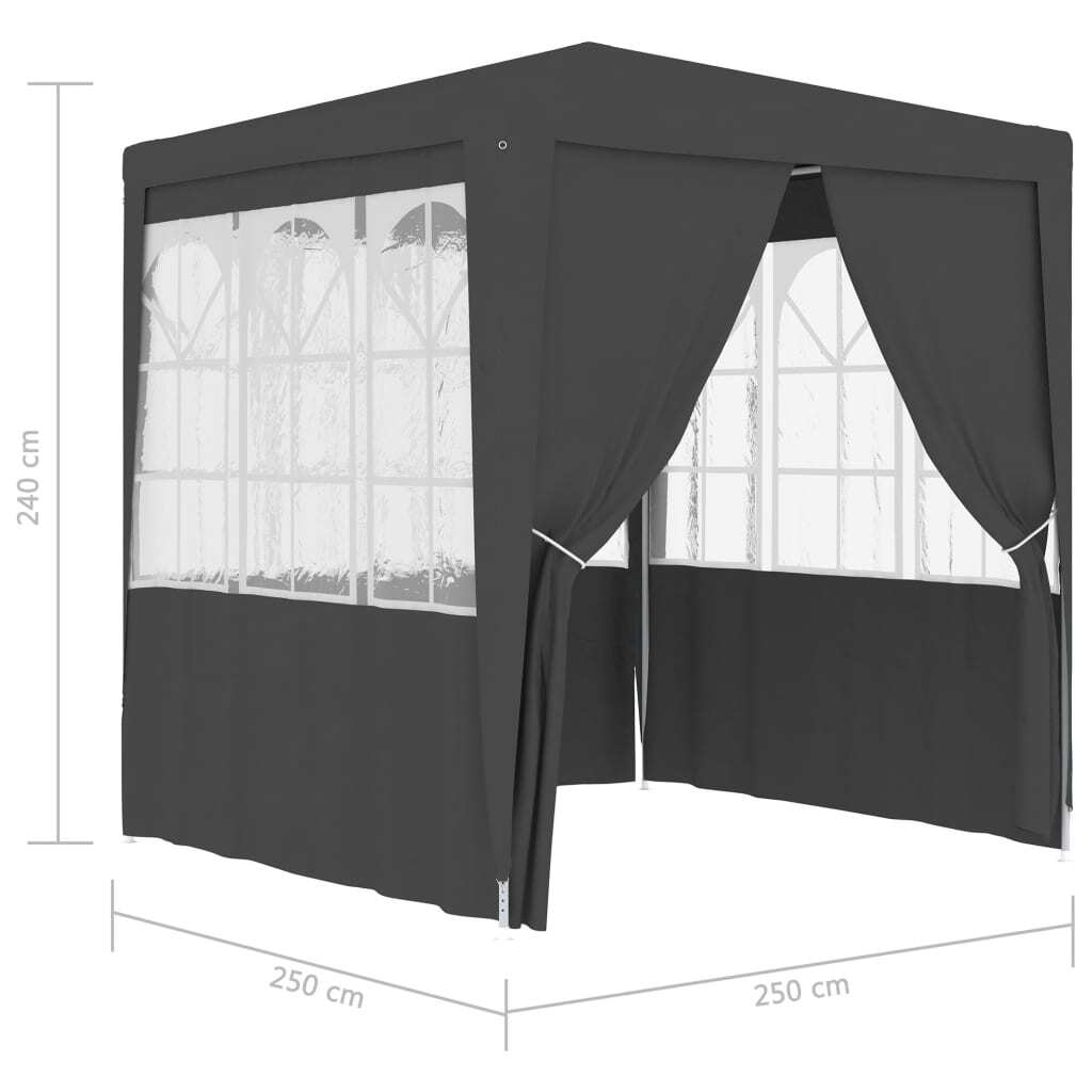 Professional Party Tent with Side Walls 2.5x2.5 m Anthracite 90 g/mÂ²
