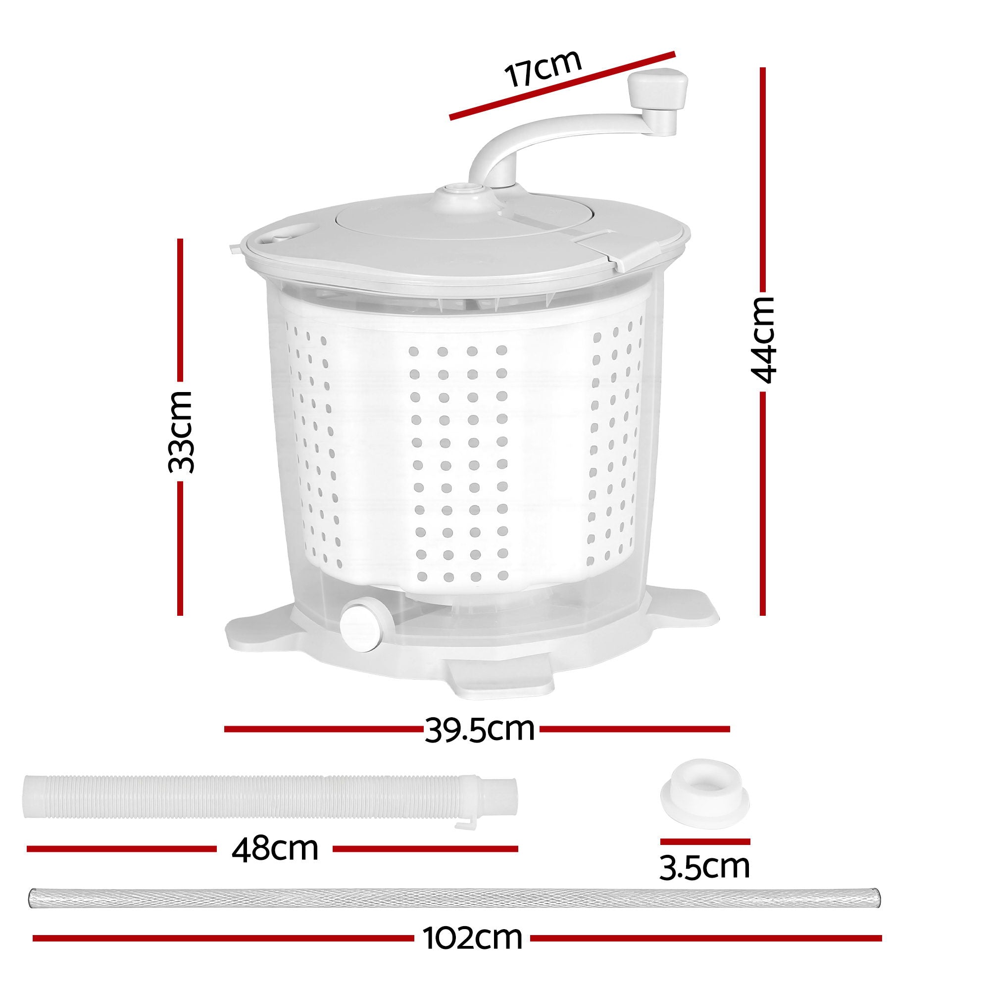 Devanti Portable Washing Machine Manual Spin Dryer Compact for Camping and Caravan