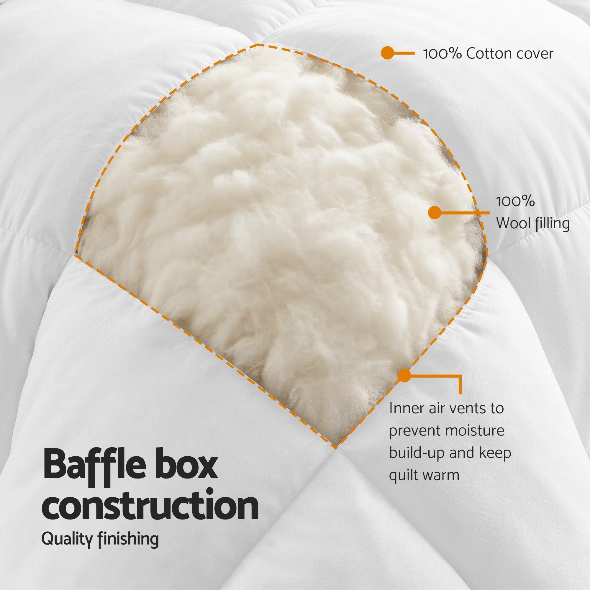 Giselle Bedding Wool Quilt 800GSM Extra Thick Double Doona Baffle Box Construction