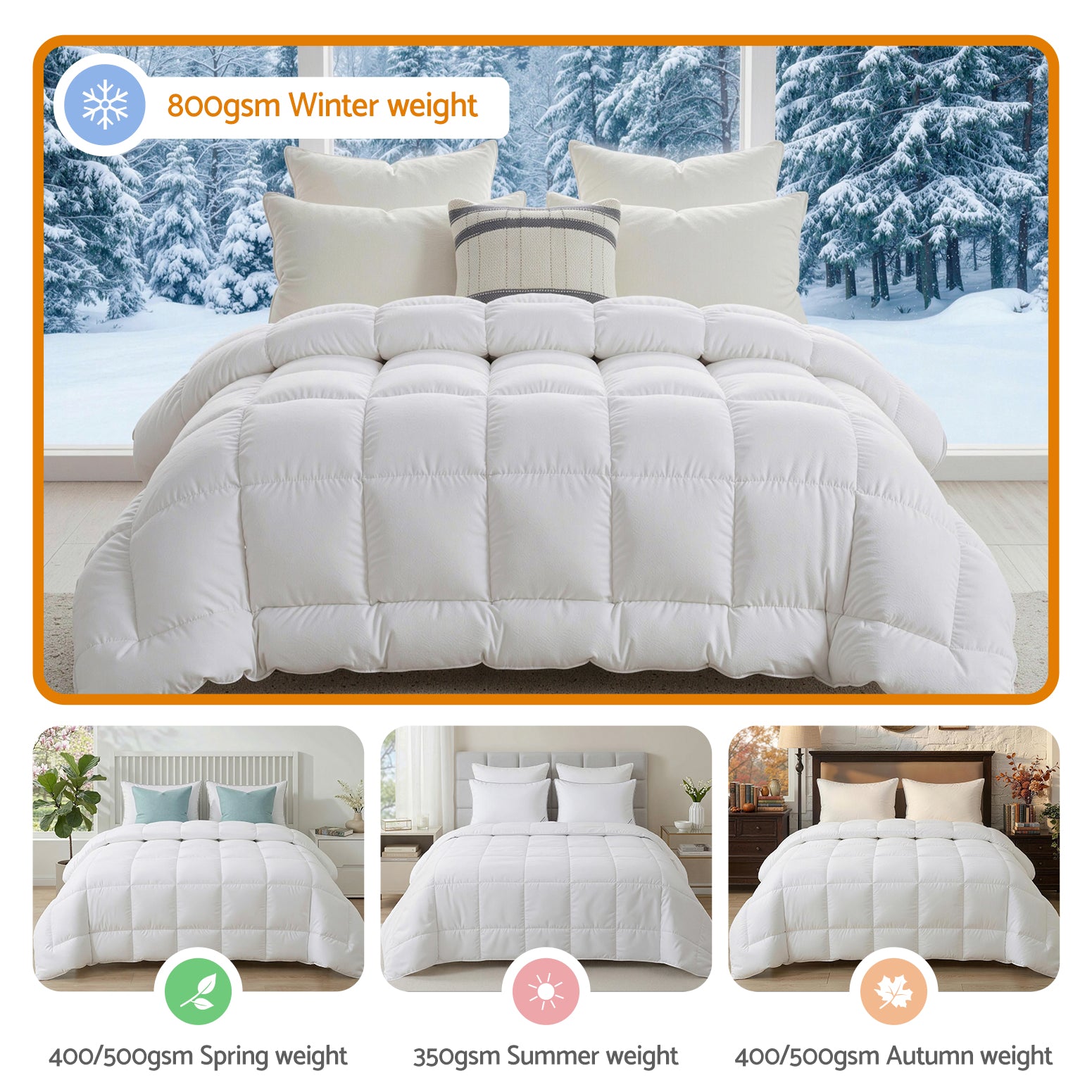 Giselle Bedding Wool Quilt 800GSM Extra Thick Double Doona Baffle Box Construction