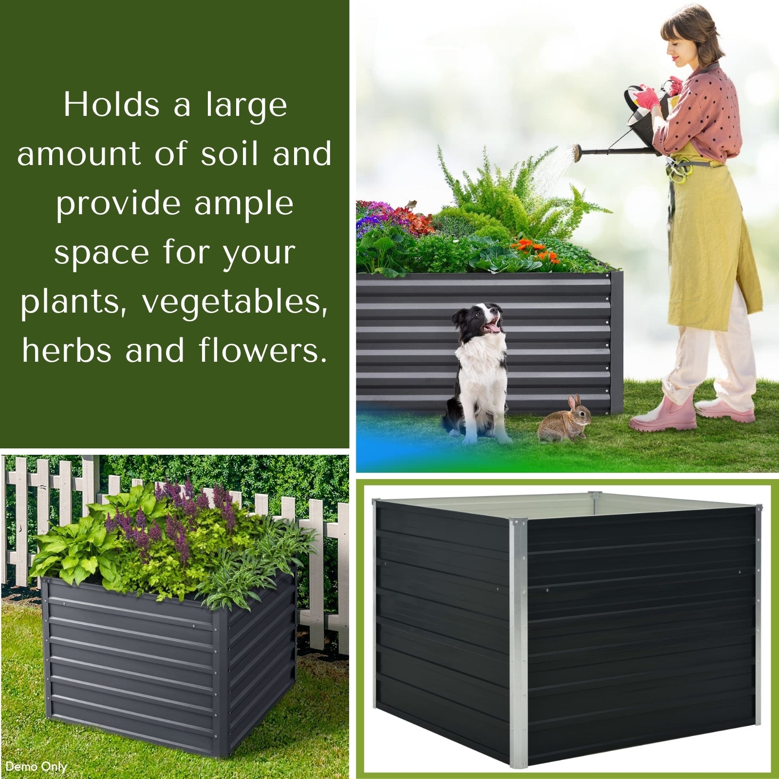 Raised Garden Bed Anthracite 100x100x77 cm Galvanised Steel