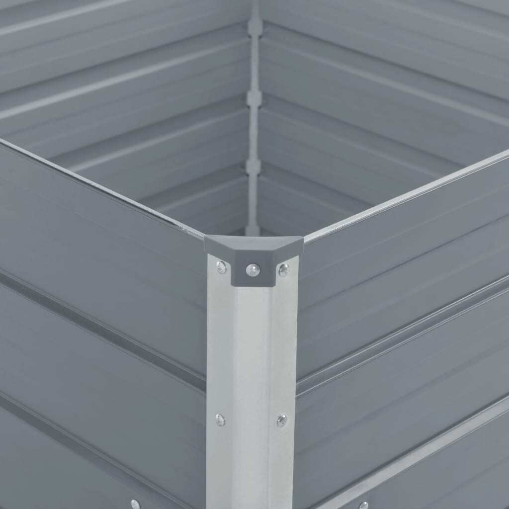 Raised Garden Bed 100x100x77 cm Galvanised Steel Grey