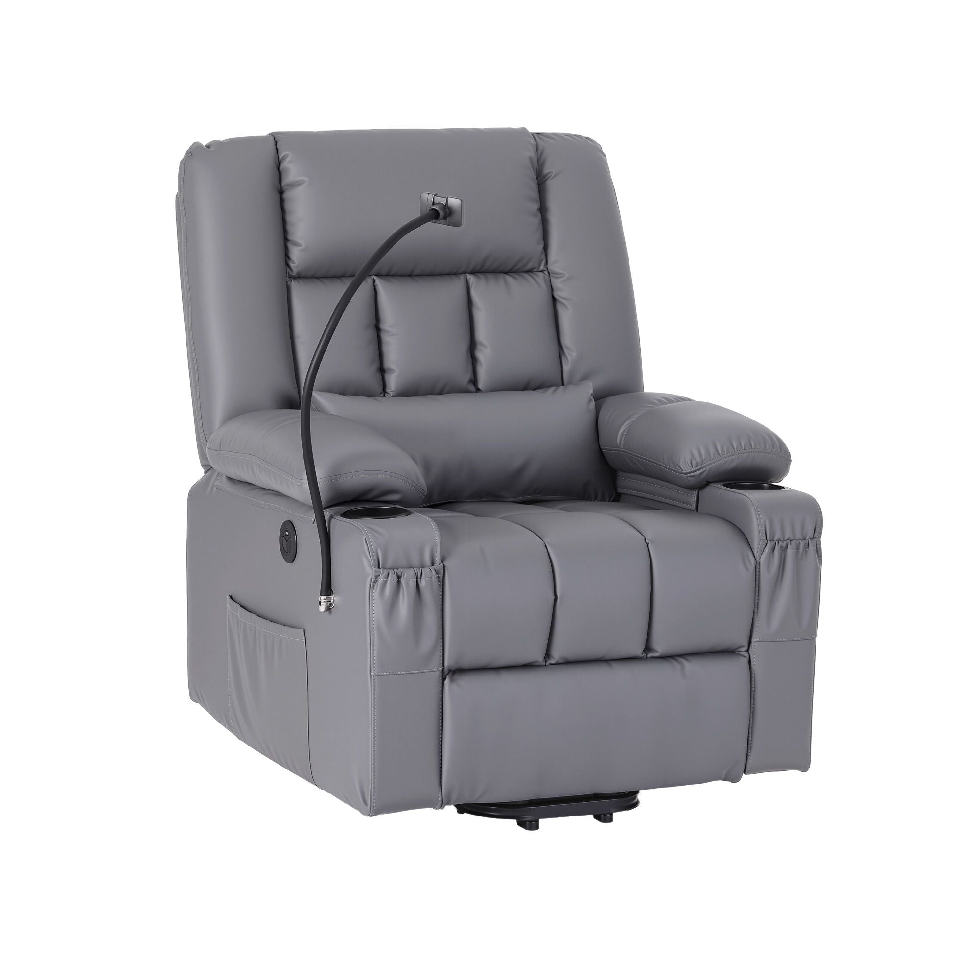 Artiss Power Lift Recliner Chair with Massage and Heat for Elderly, Electric Sofa Reclining Chair with USB and Phone Holder, PU Leather Comfy Armchair Grey