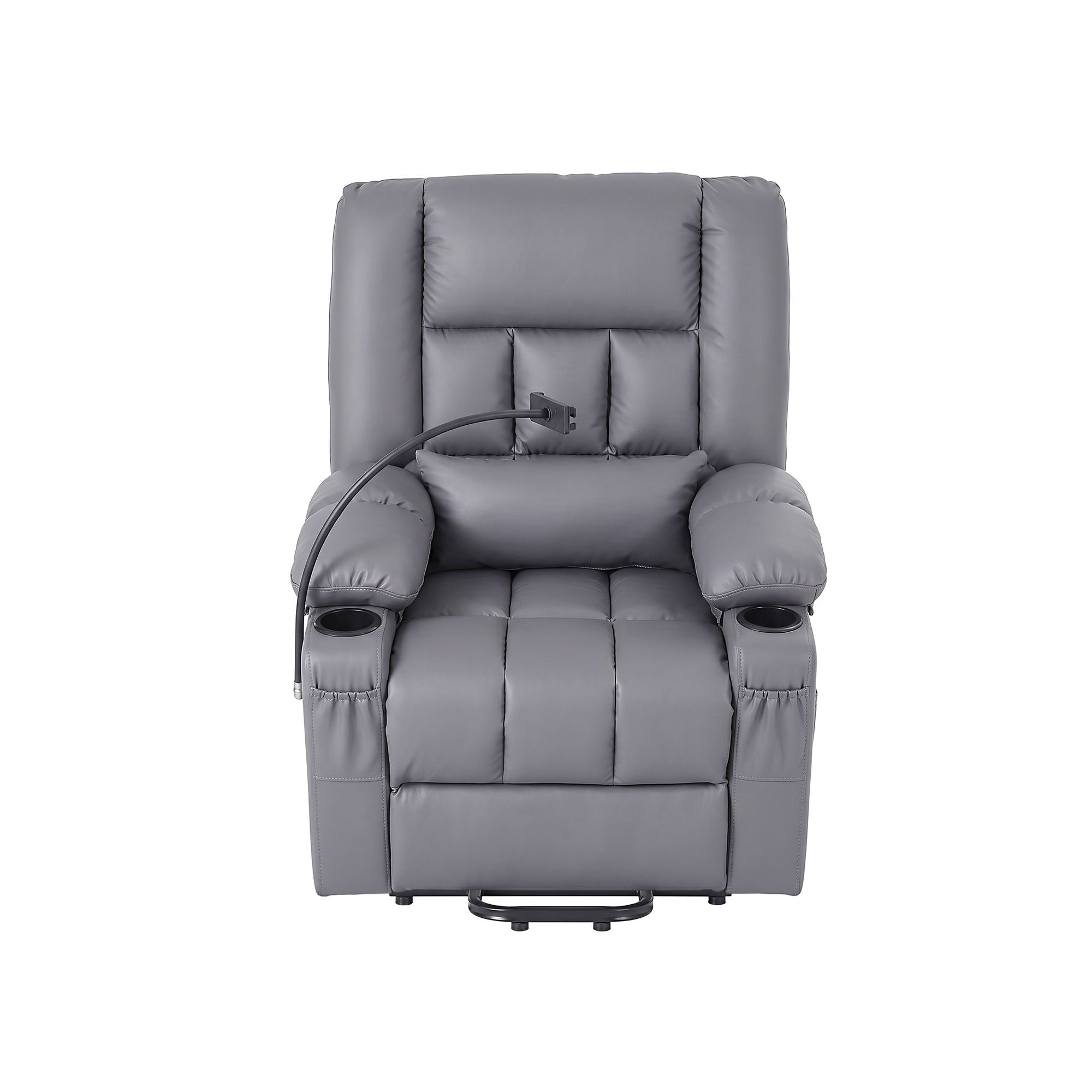Artiss Power Lift Recliner Chair with Massage and Heat for Elderly, Electric Sofa Reclining Chair with USB and Phone Holder, PU Leather Comfy Armchair Grey