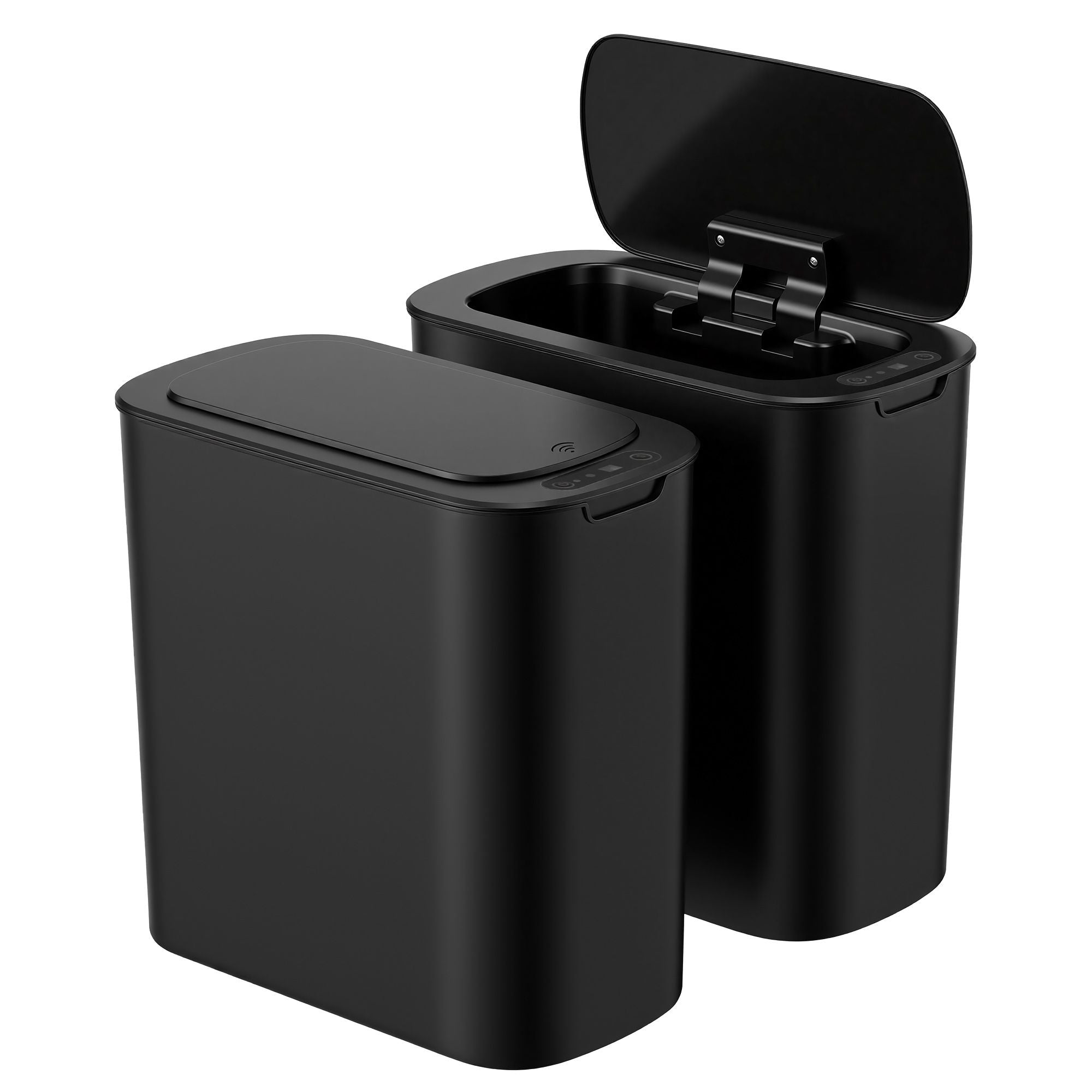 Devanti Automatic Trash Bin 2PCS with Lid 11L Motion Sensor Kitchen Bin Touchless Garbage Can Modern Black Plastic Slim Rubbish Bin with Liner Holder
