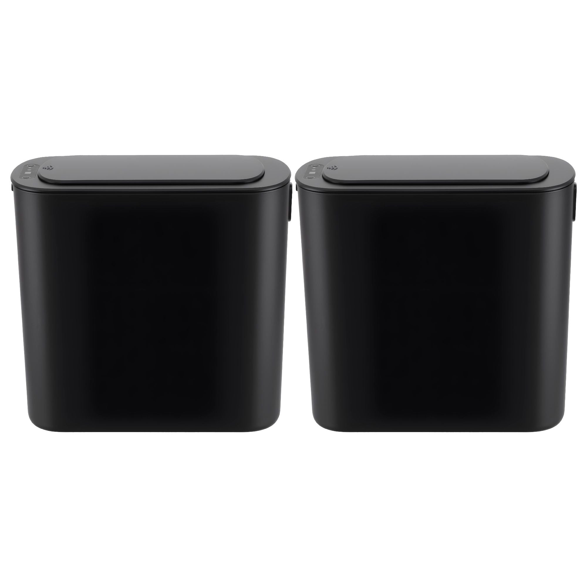 Devanti Automatic Trash Bin 2PCS with Lid 11L Motion Sensor Kitchen Bin Touchless Garbage Can Modern Black Plastic Slim Rubbish Bin with Liner Holder