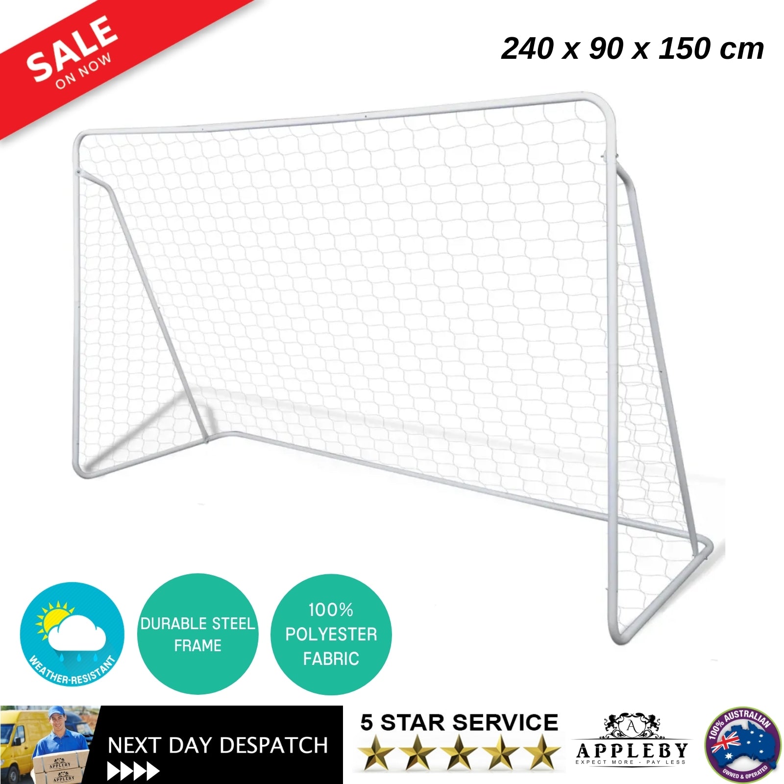 Soccer Goal Post Net Set Steel 240 x 90 x 150 cm High-quality