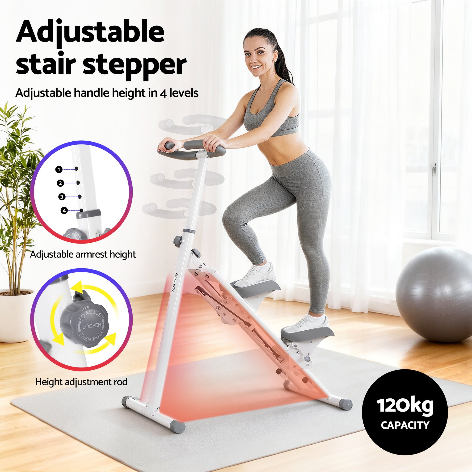 Everfit Step Machine Stair Climber for Exercise Foldable LED Display Adjustable Handlebar