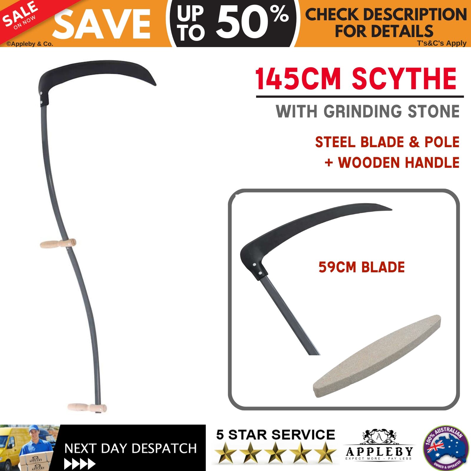 Scythe with Grinding Stone 145 cm