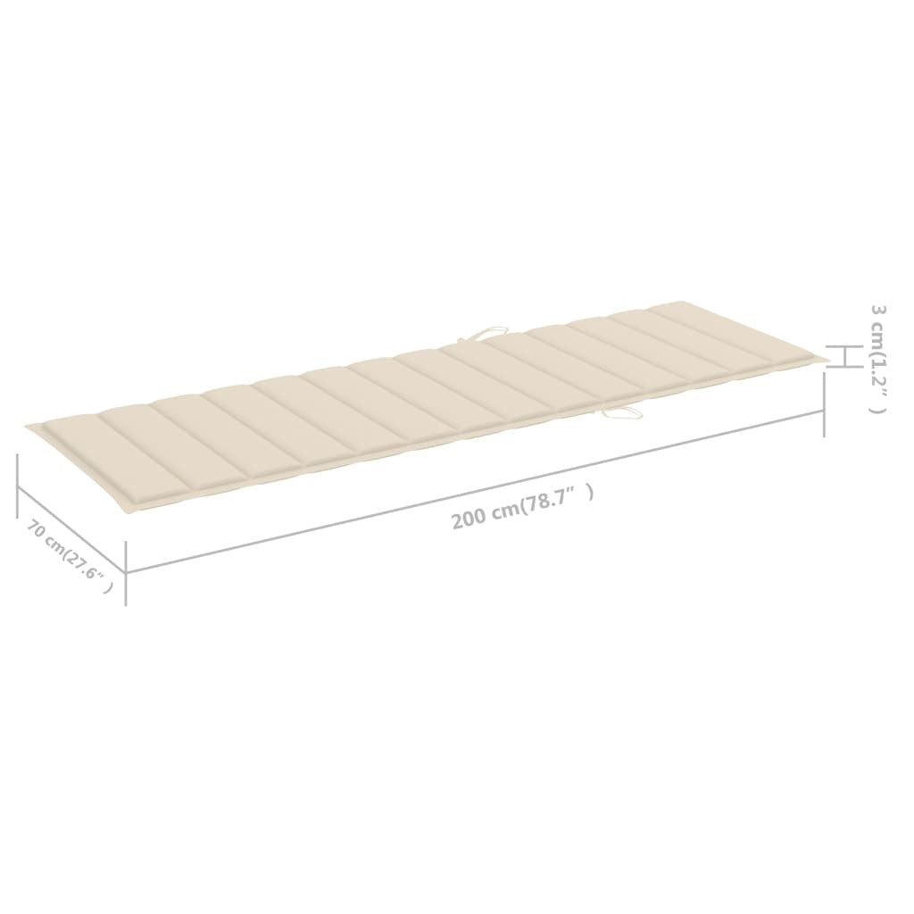 Sun Lounger Cushion Cream 200x70x3cm Oxford Fabric
