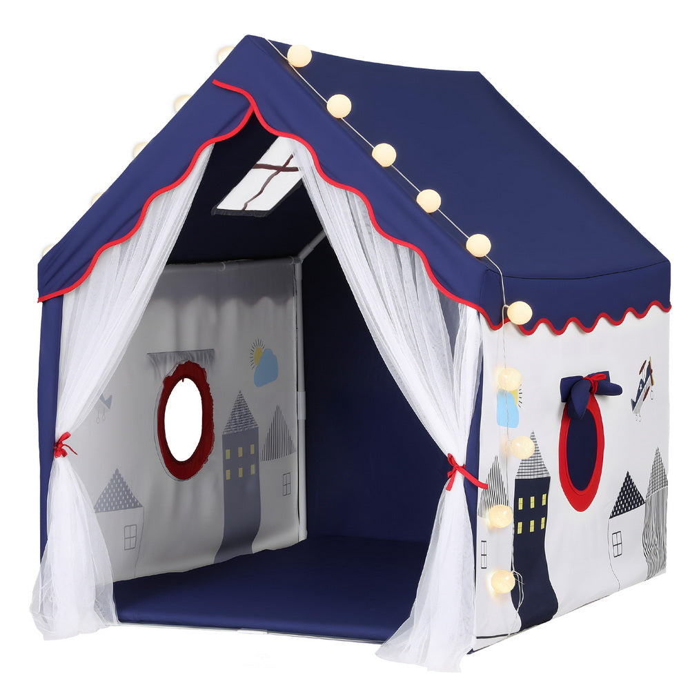 Keezi Kids Play Tent Play house Castle with Floor Mat String Ball Light 134X103CM