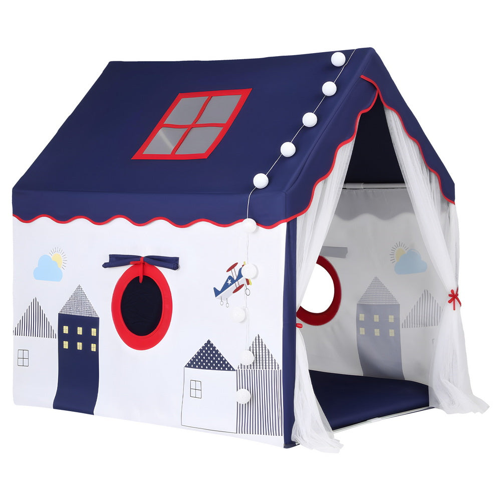 Keezi Kids Play Tent Play house Castle with Floor Mat String Ball Light 134X103CM