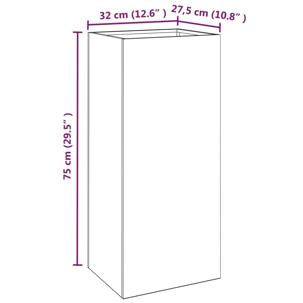 Planter Silver 32x29x75 cm Galvanised Steel