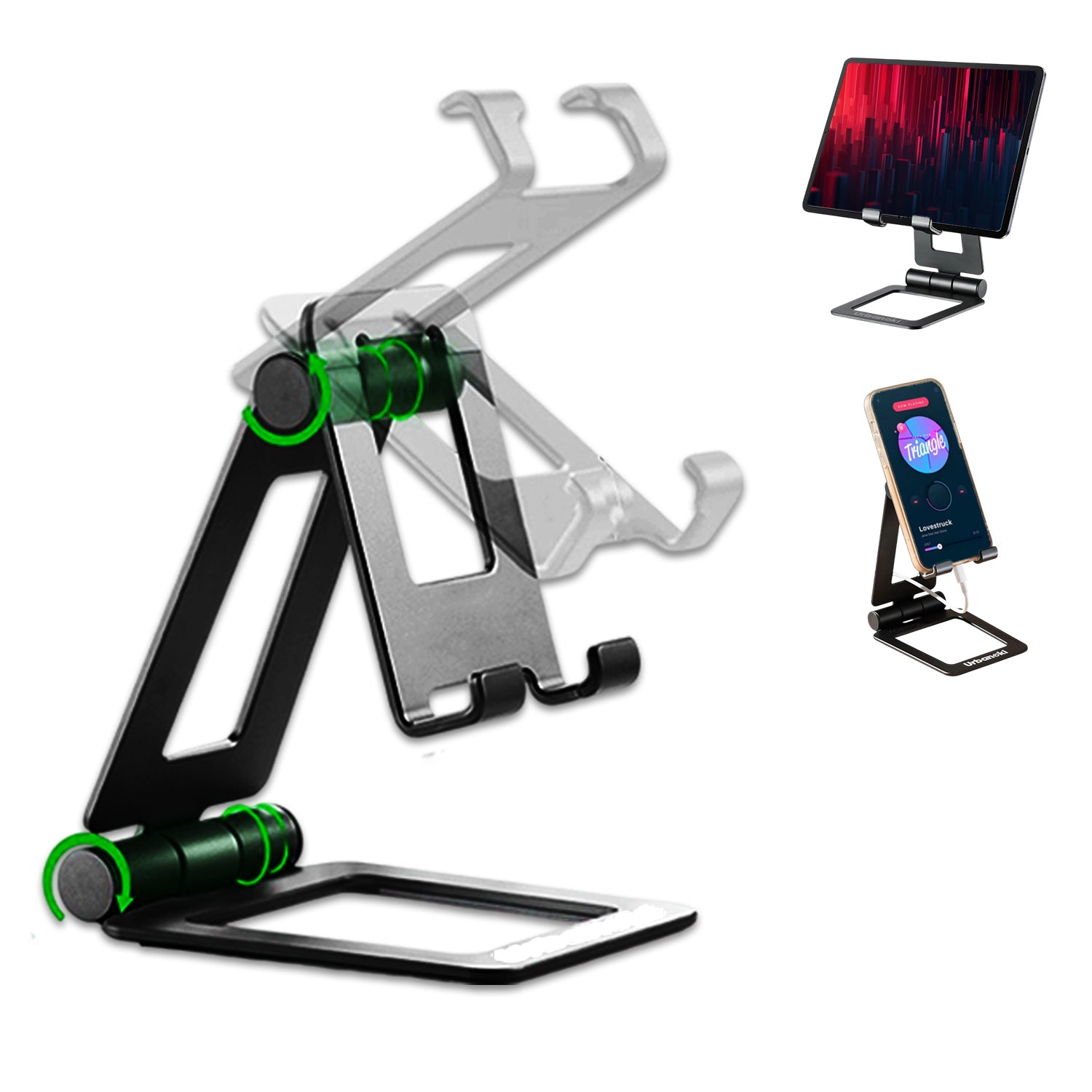 Portable Dual Folding Phone and Tablet Stand Desk Travel Cradle Dock Pack of 3, Available in 2 Colours