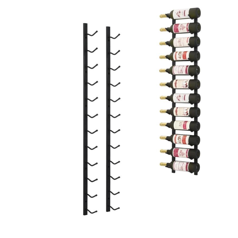 Wall Mounted Wine Rack for 12 Bottles Black Iron
