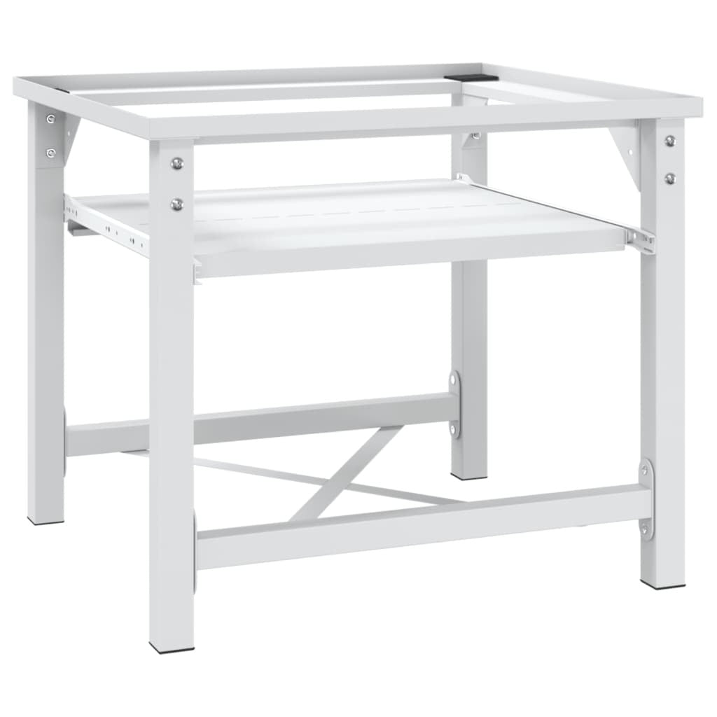 Washing Machine Pedestal with Pull-Out Shelf White