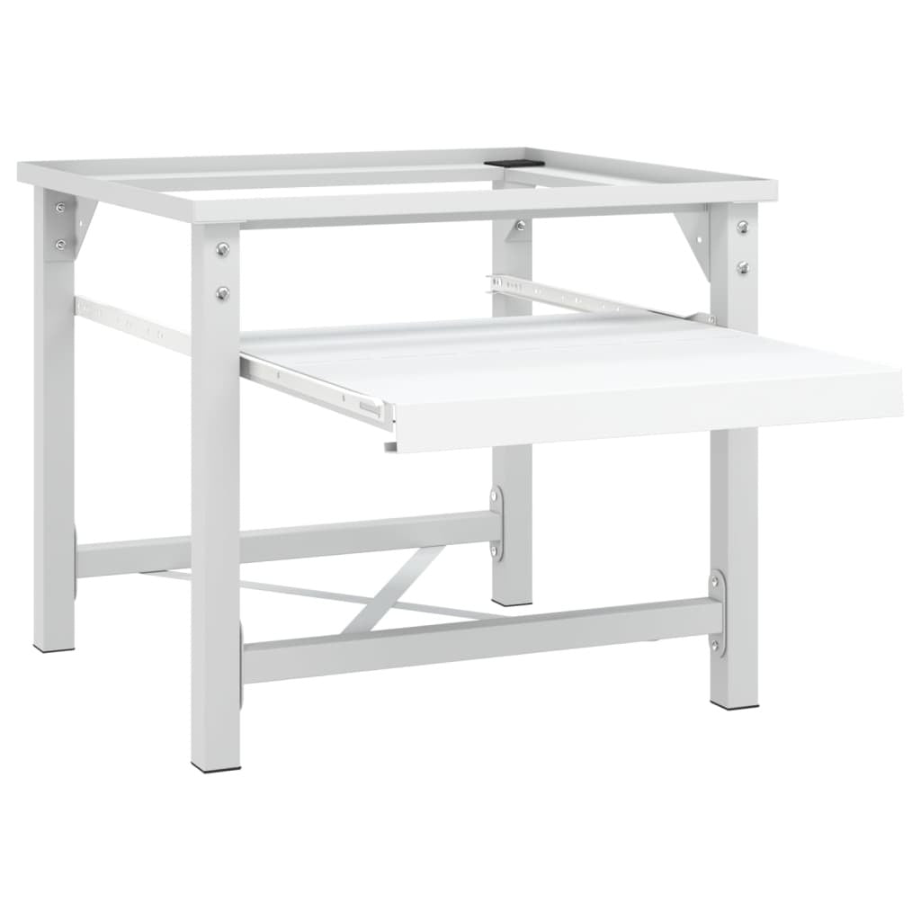 Washing Machine Pedestal with Pull-Out Shelf White