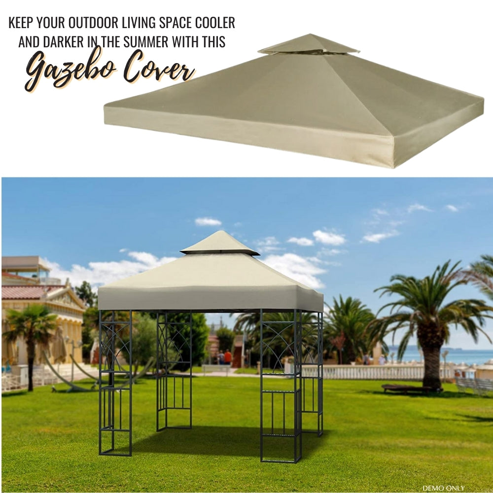 Water-proof Gazebo Cover Canopy Replacement 310 g / mÂ² Beige 3 x 3 m